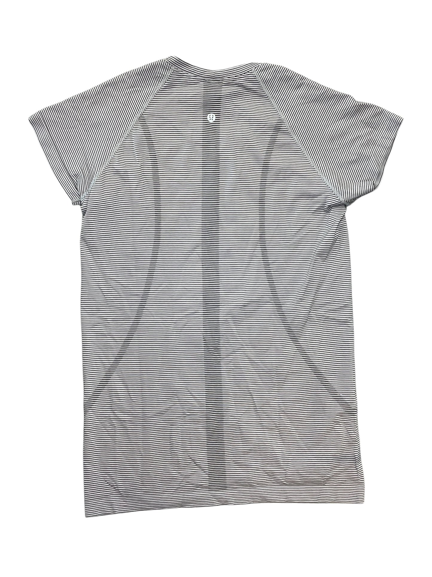 Athletic Top Ss By Lululemon In Striped Pattern, Size:M