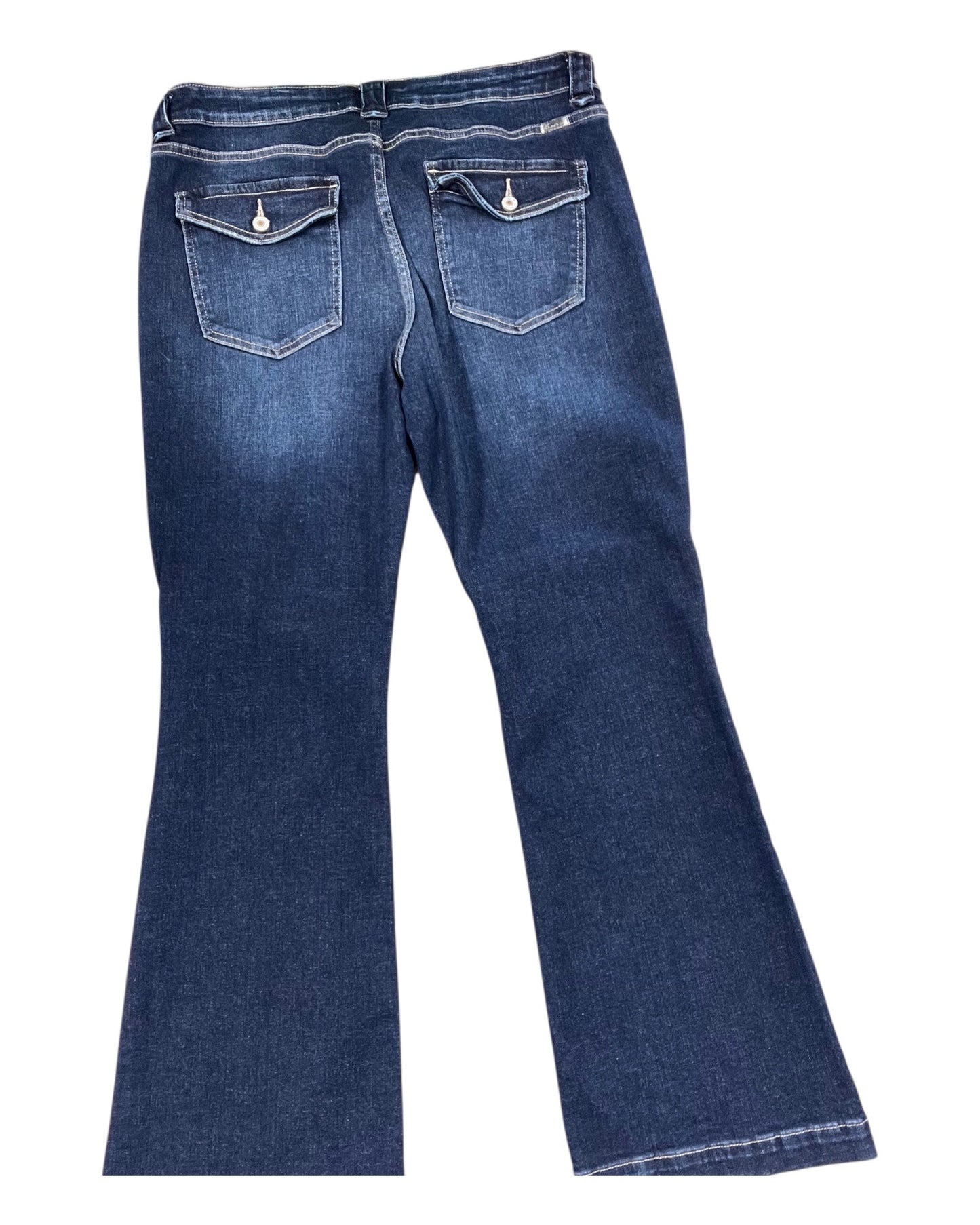 Jeans Flared By Kancan In Blue Denim, Size:14