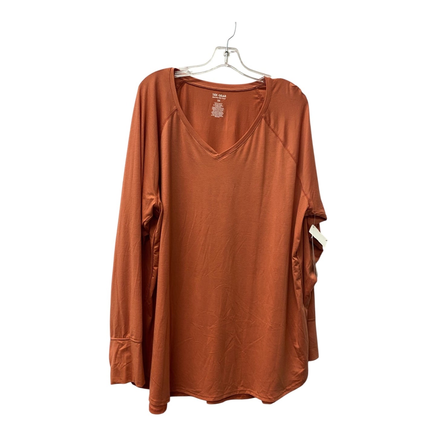 Athletic Top Ls Crewneck By Tek Gear In Orange, Size:3X