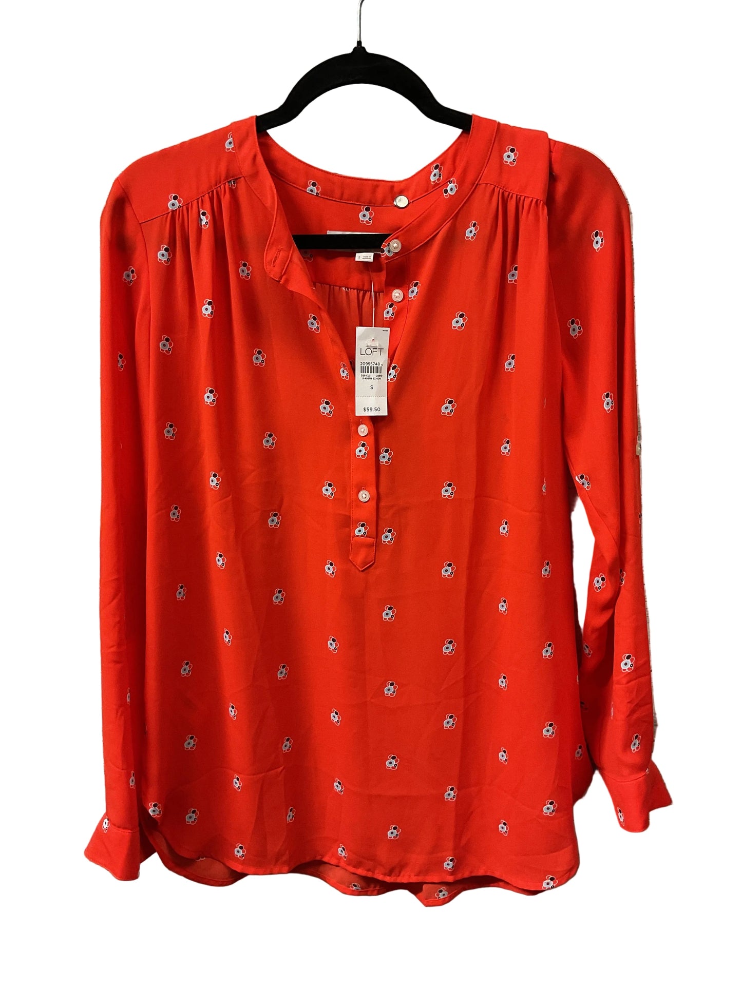 Blouse Ls By Loft In Orange, Size:S