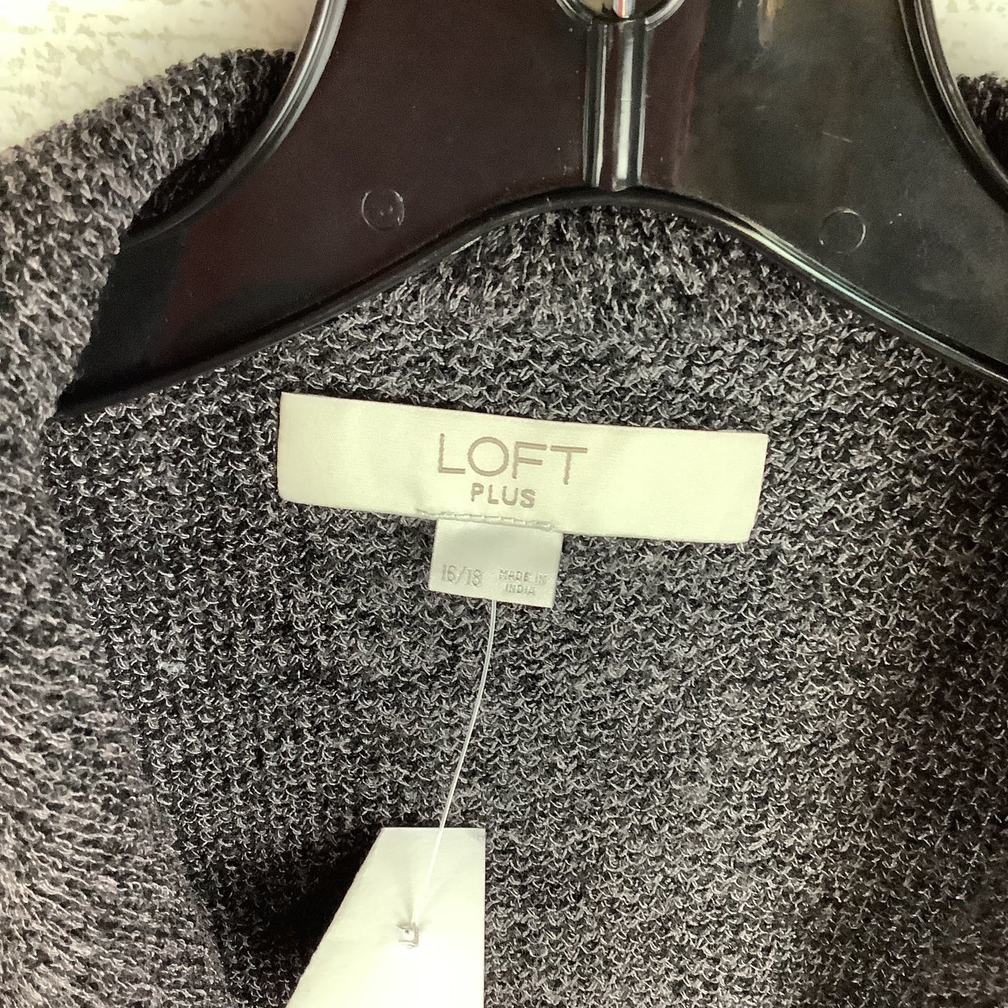 Sweater Cardigan By Loft In Grey, Size: (16/18)