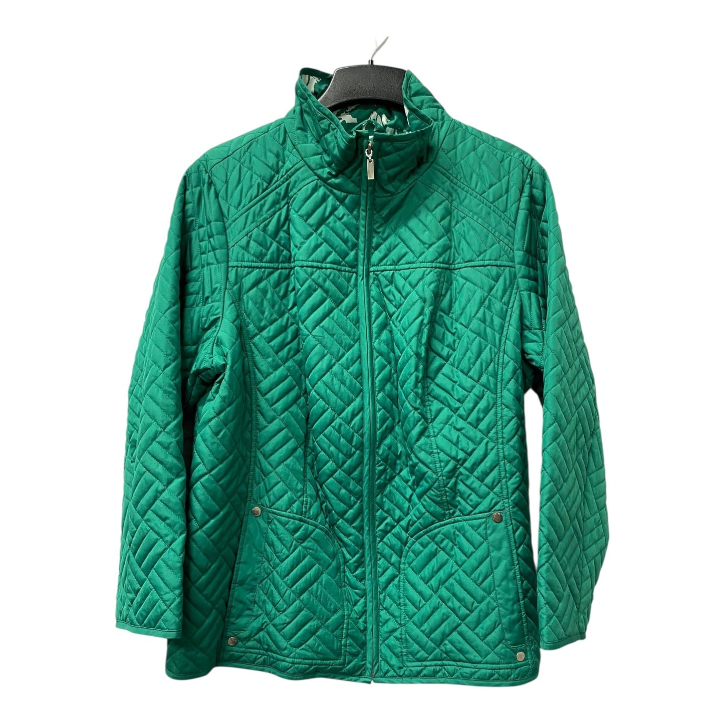 Jacket Puffer & Quilted By Susan Graver In Green, Size:1X
