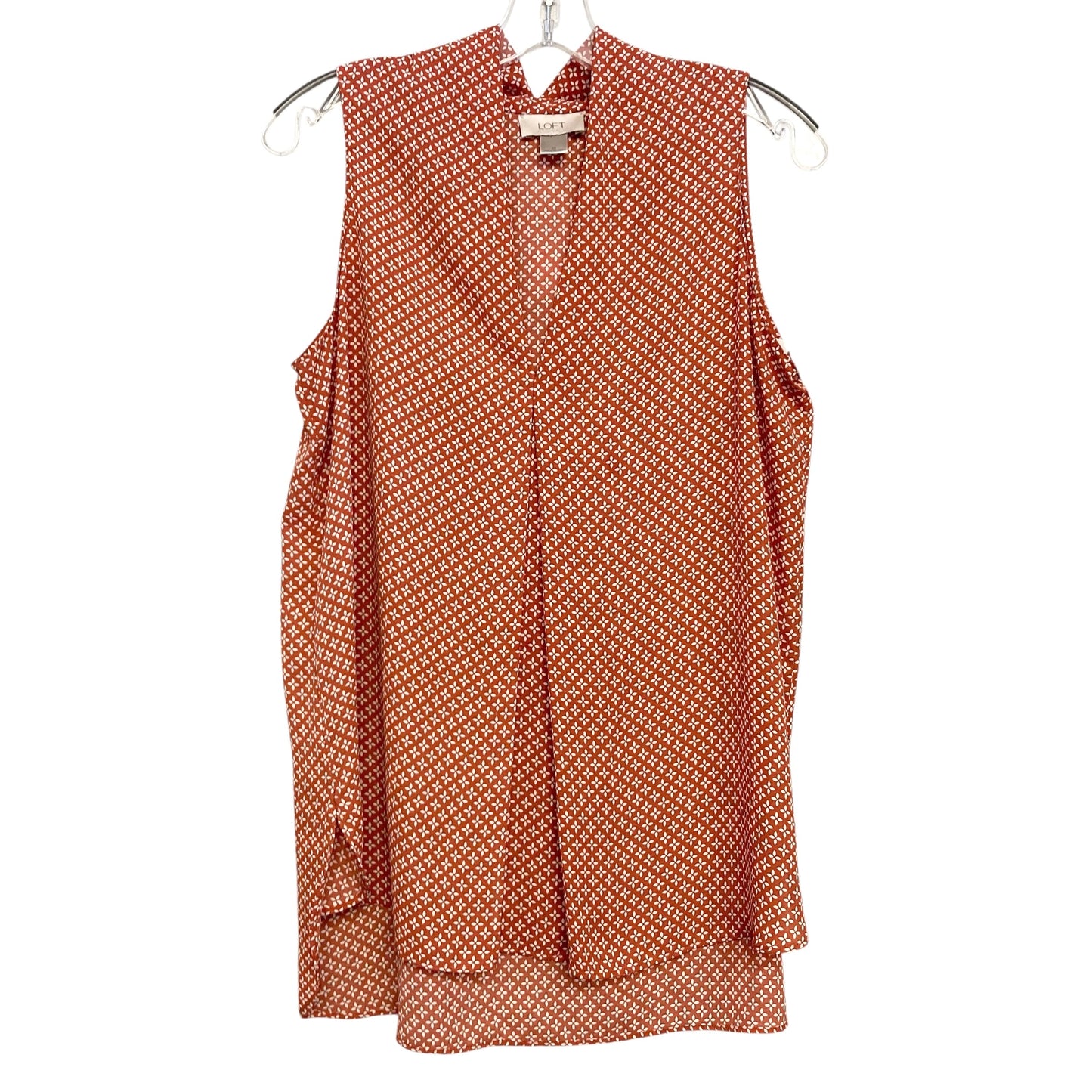 Top Sleeveless By Loft In Orange & White, Size:M