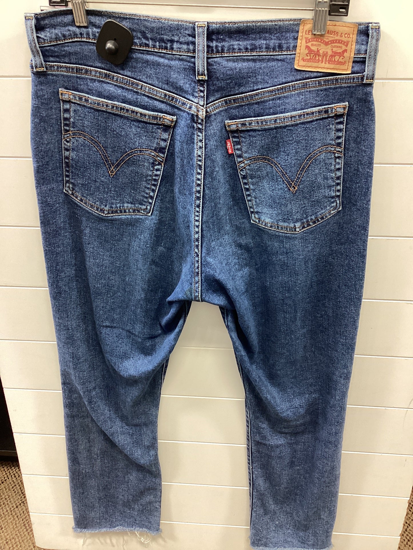 Jeans Straight By Levis In Blue Denim, Size:12