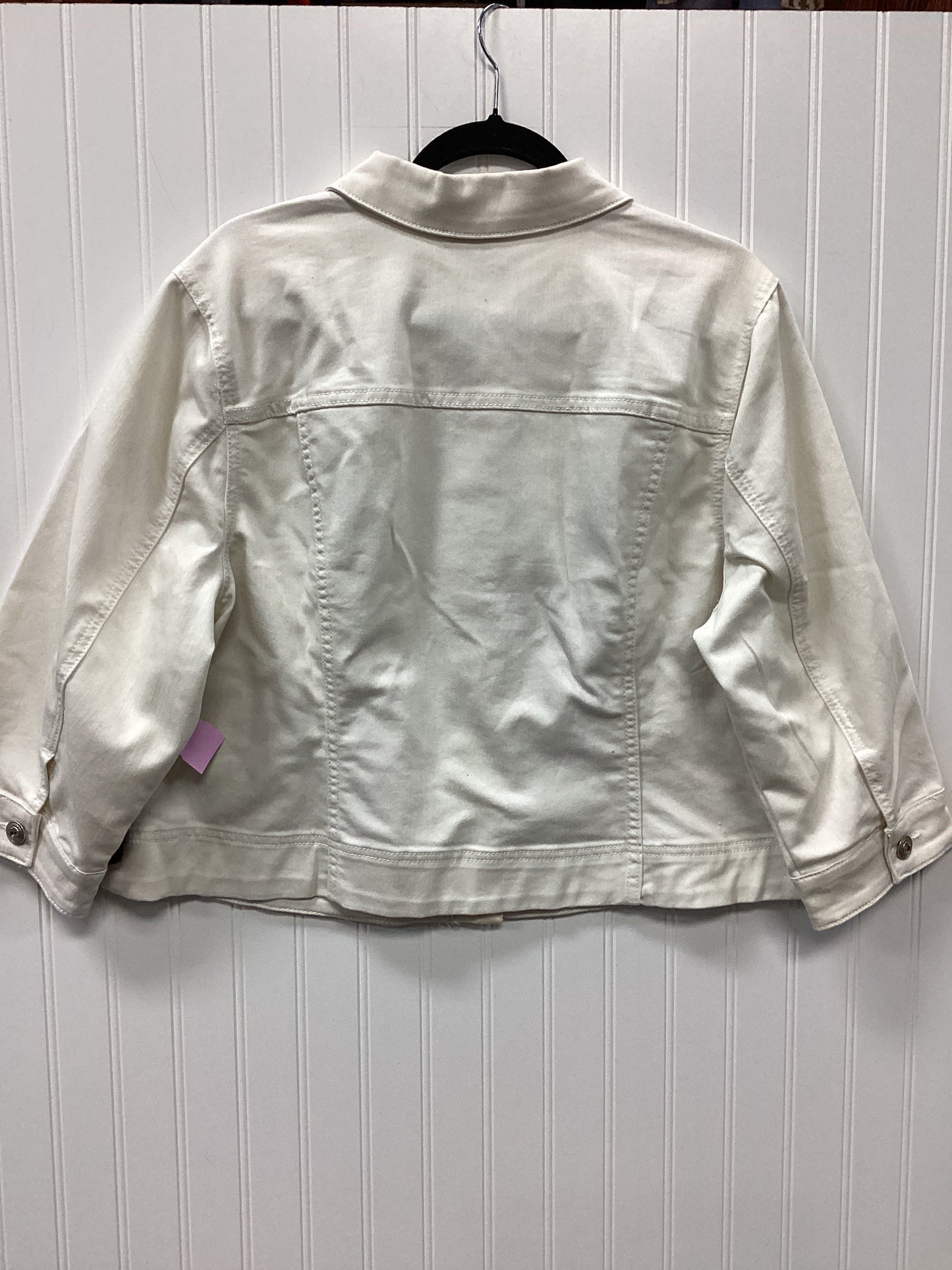 Jacket Denim By Cj Banks In Cream Denim, Size:1X