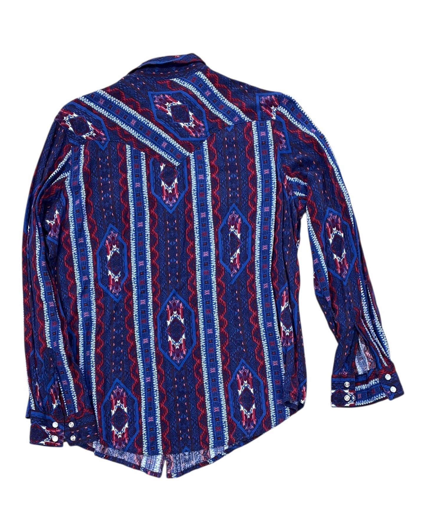Blouse Ls By Wrangler In Blue & Red, Size:L