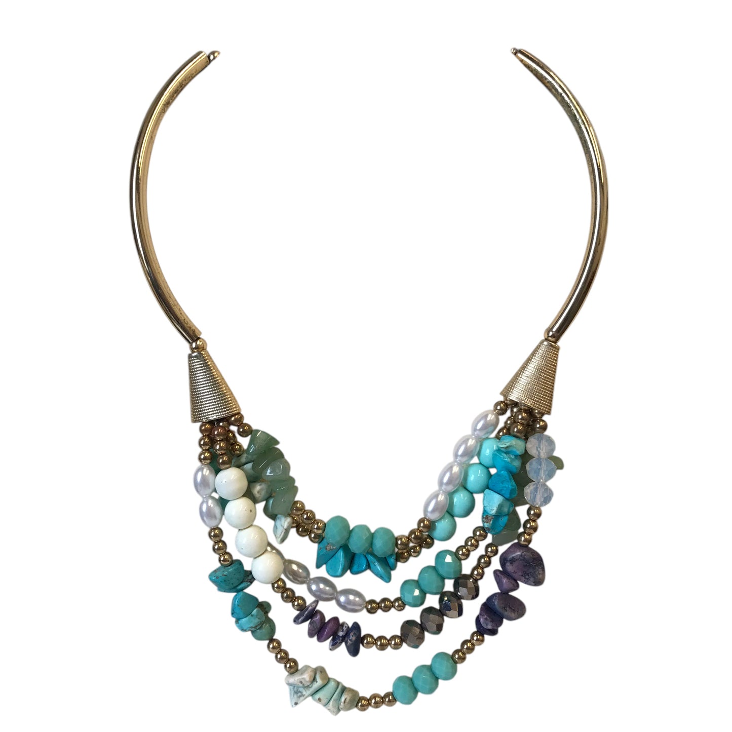 Necklace Layered In Blue & White