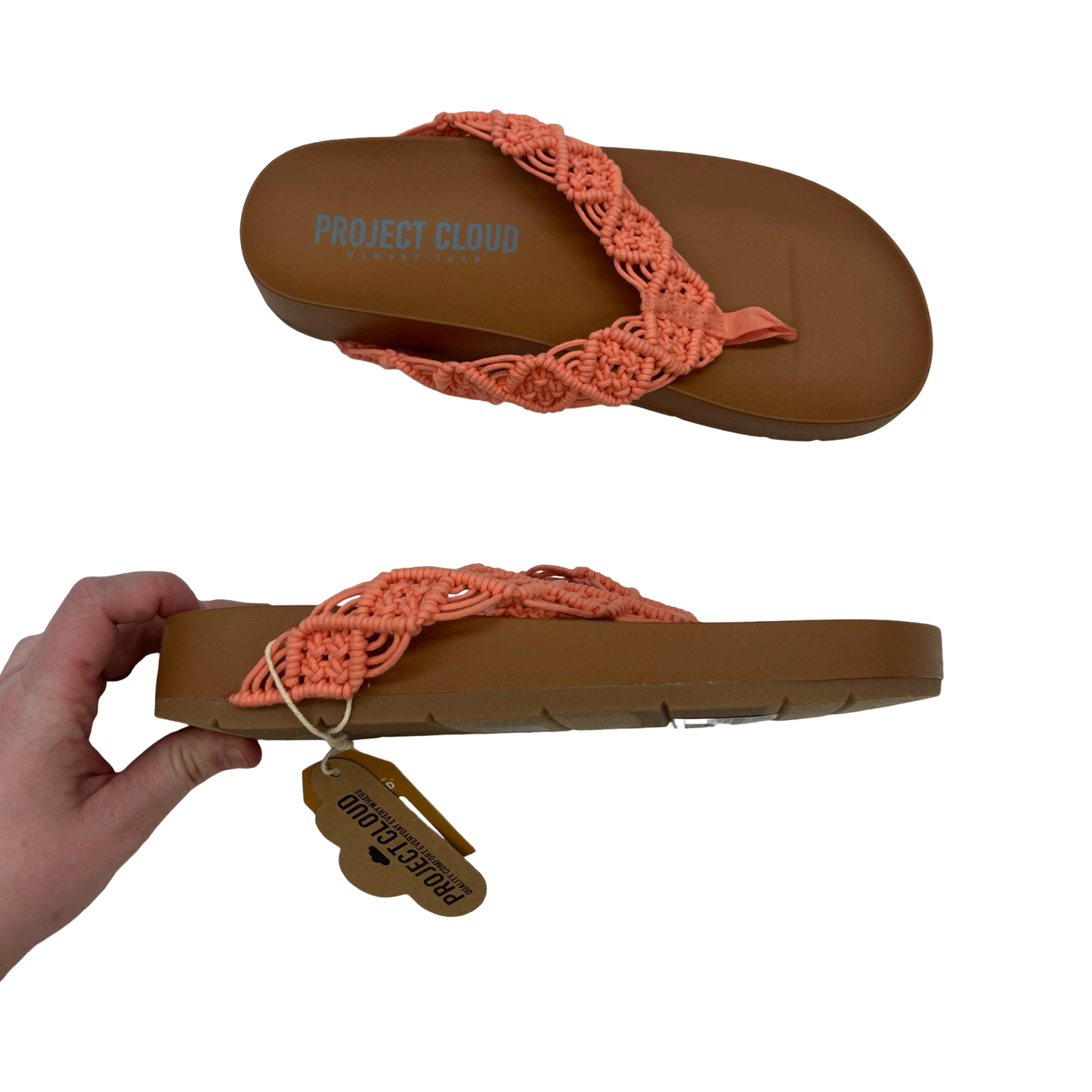 Sandals Flats By Clothes Mentor In Pink & Tan, Size:8.5