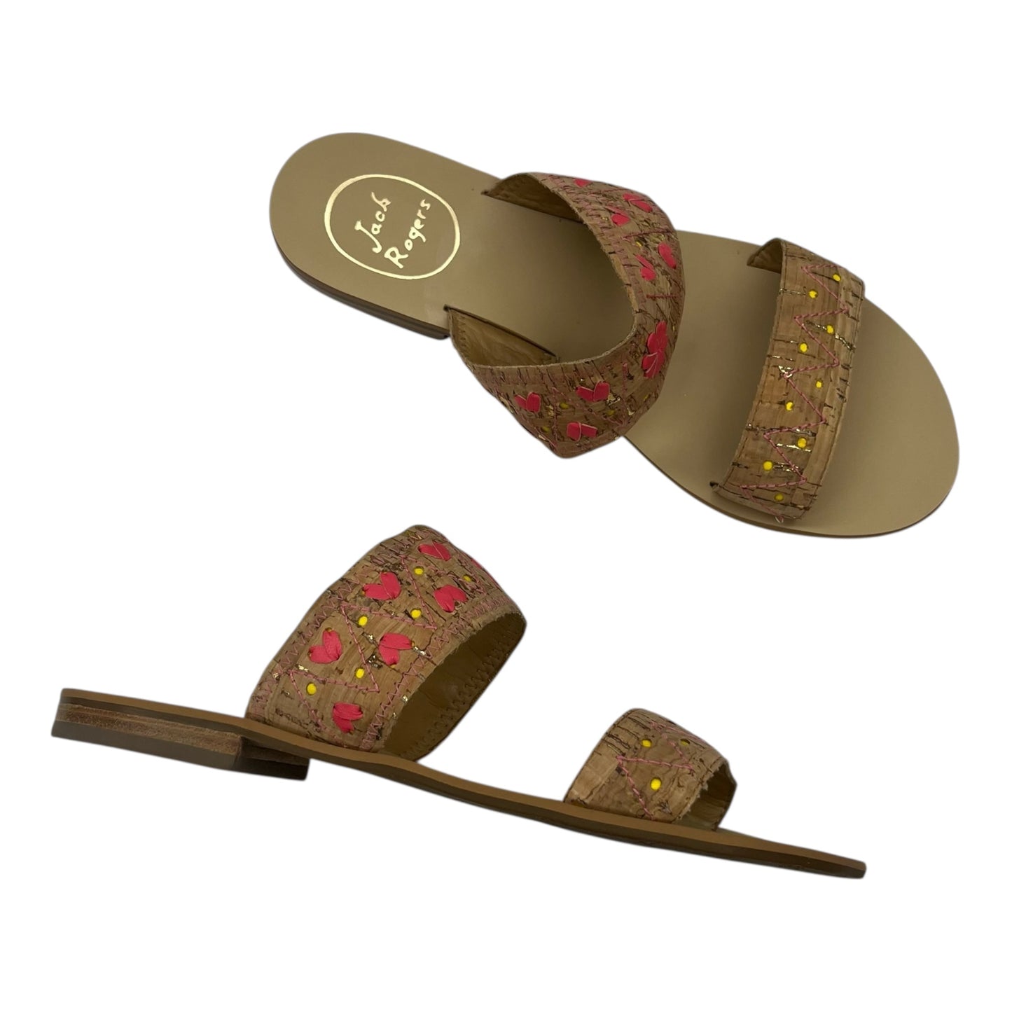 Sandals Flats By Jack Rogers In Brown & Pink, Size:8