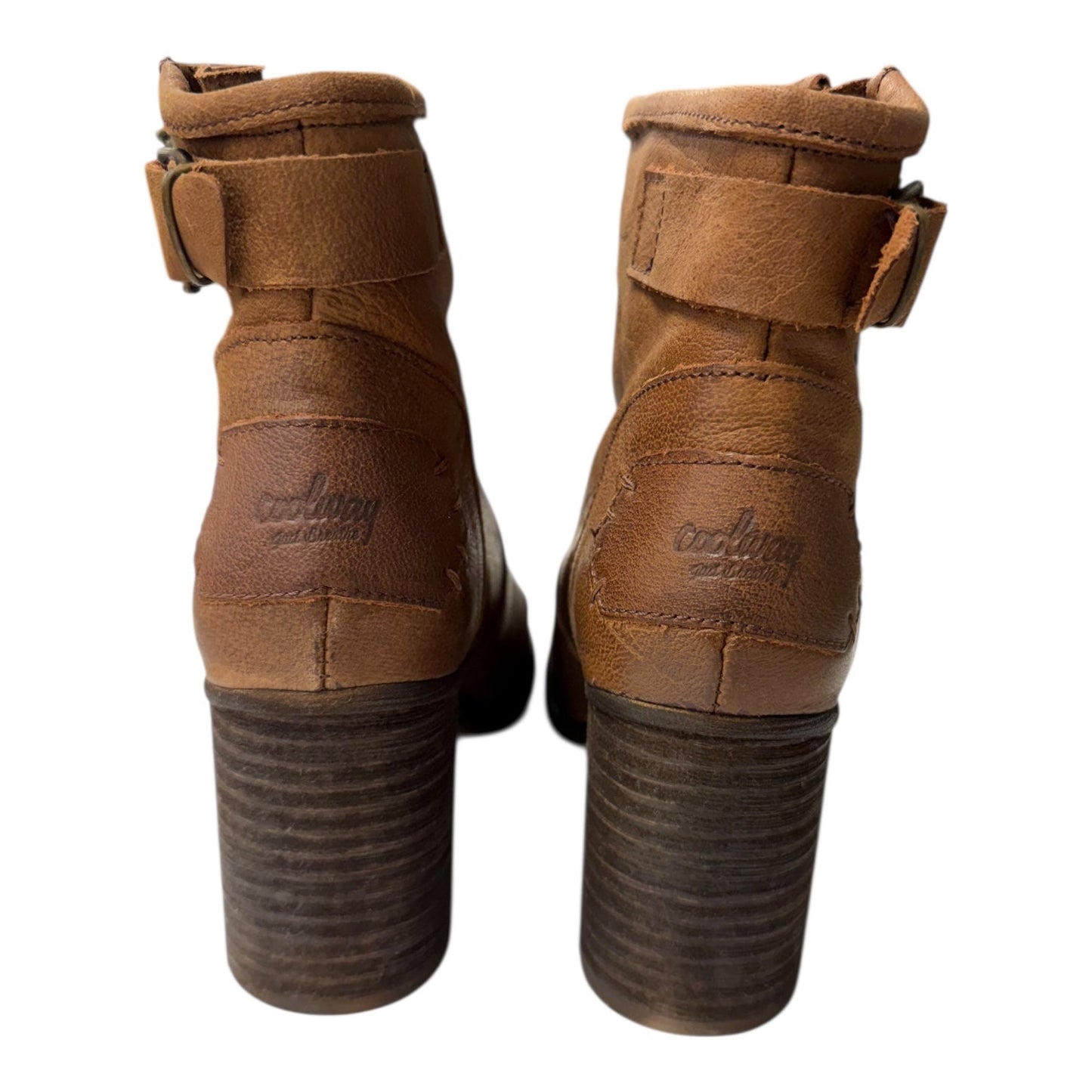 Boots Ankle Heels By Cme In Tan, Size:8.5