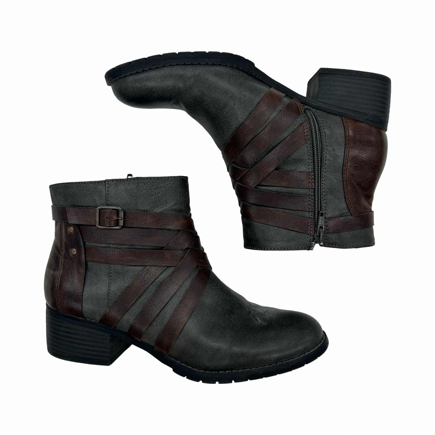 Boots Ankle Heels By Sofft In Grey, Size:8