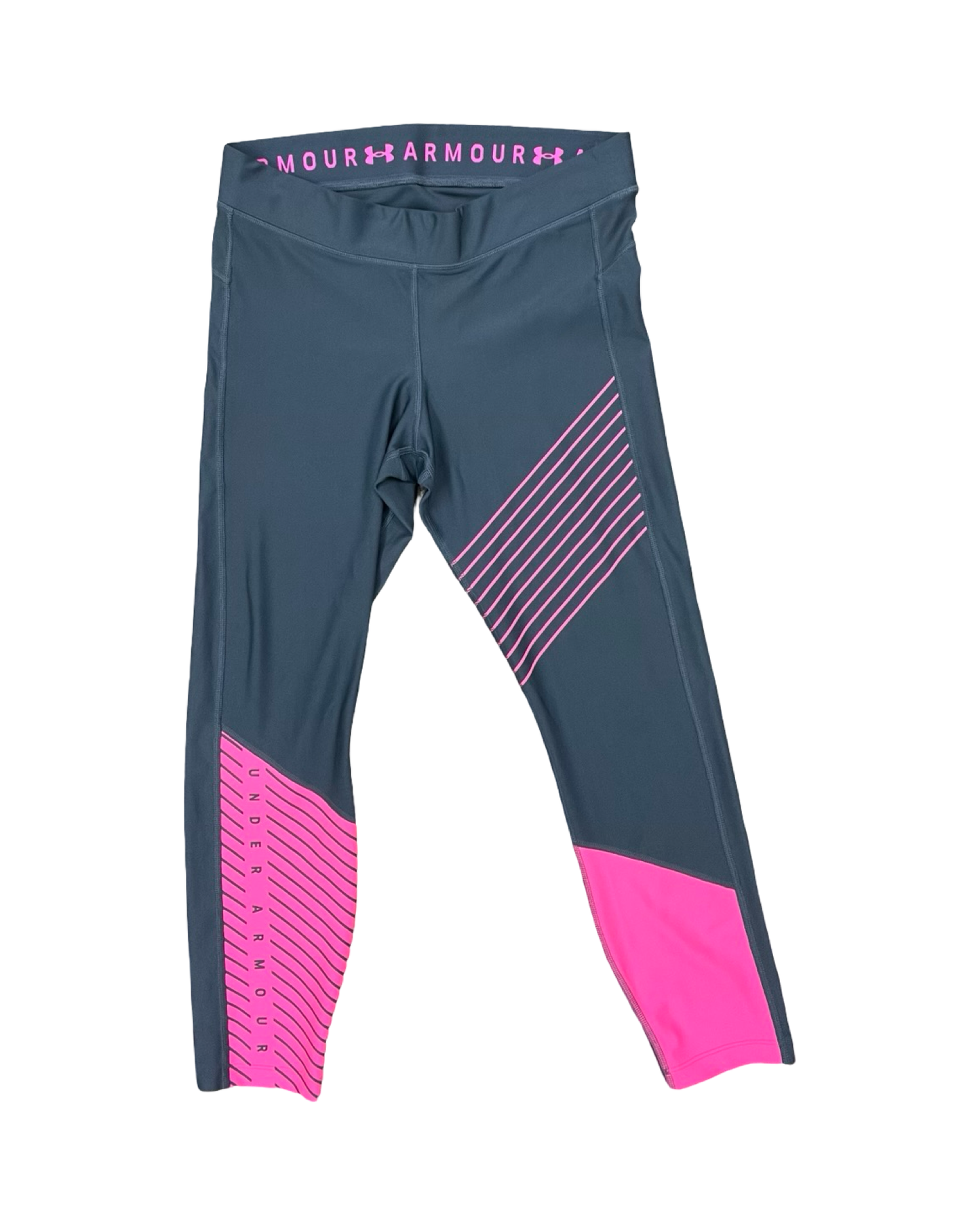 Athletic Capris By Under Armour In Grey & Pink, Size:L