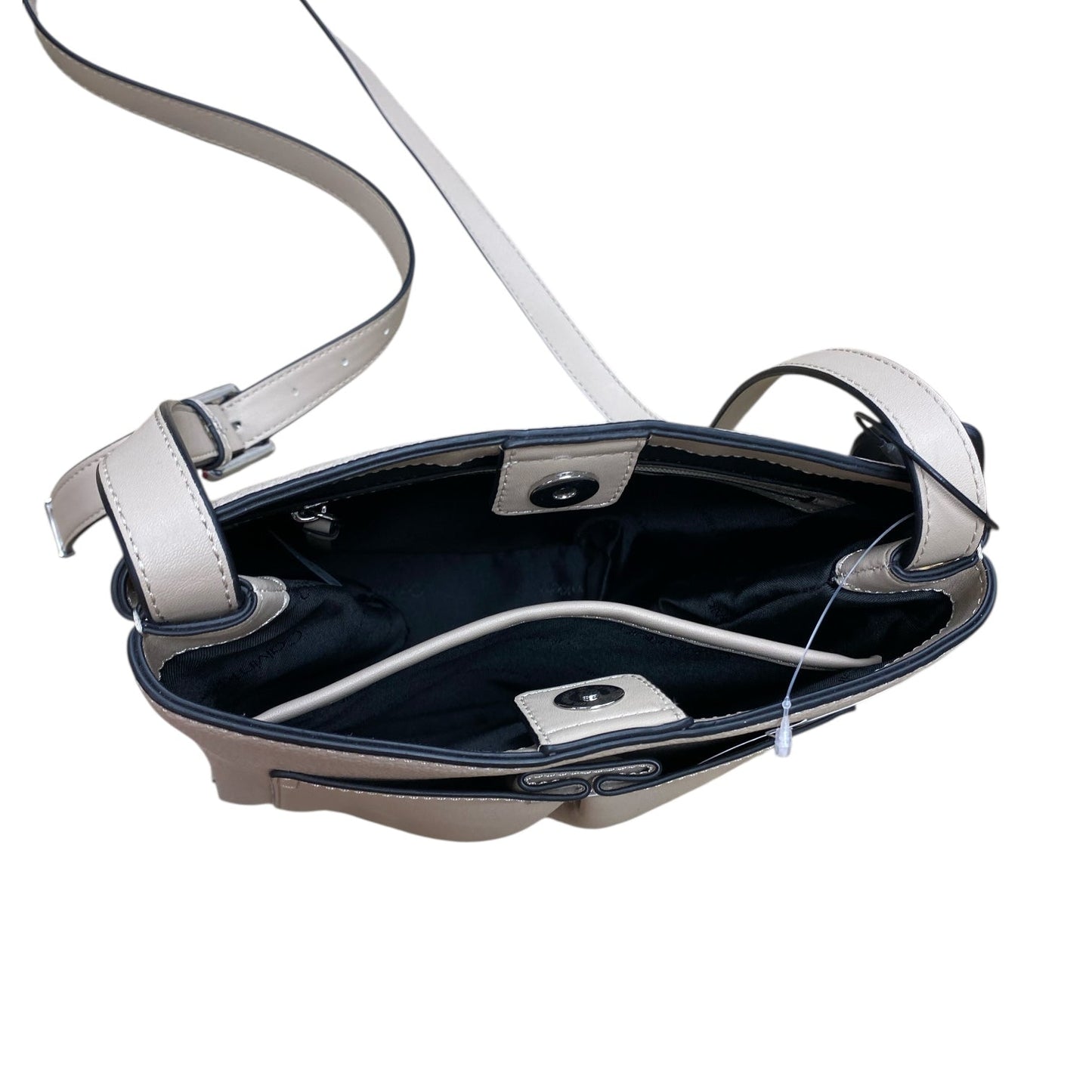 Handbag Leather By Calvin Klein In Taupe, Size:Medium