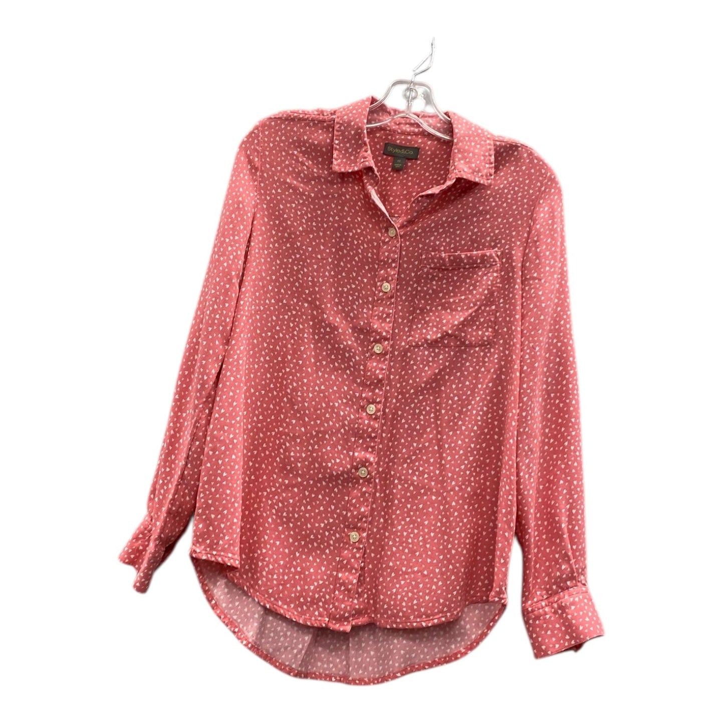 Blouse Ls By Style And Company In Pink, Size:Xs