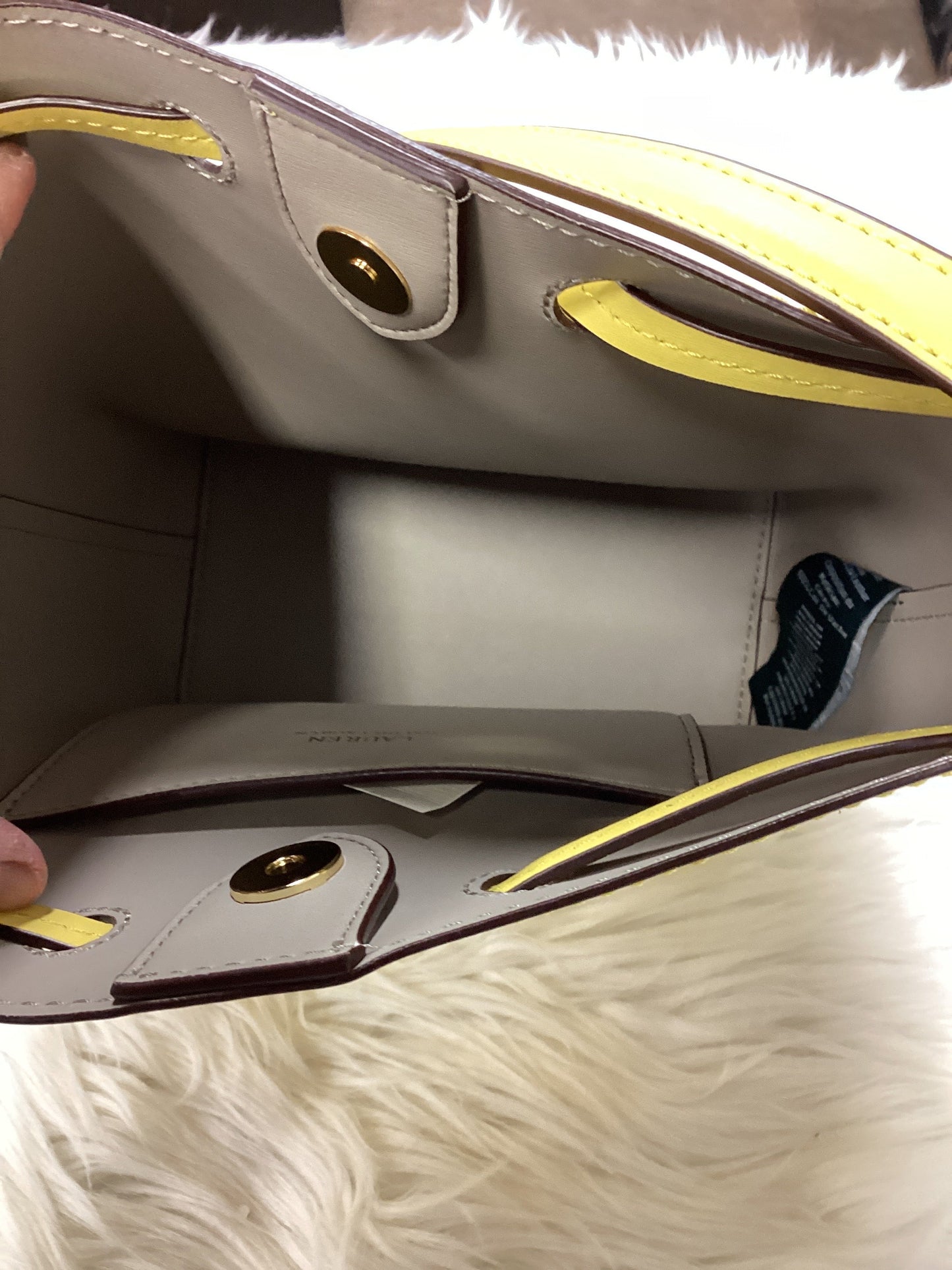 Handbag By Ralph Lauren In Yellow, Size:Medium