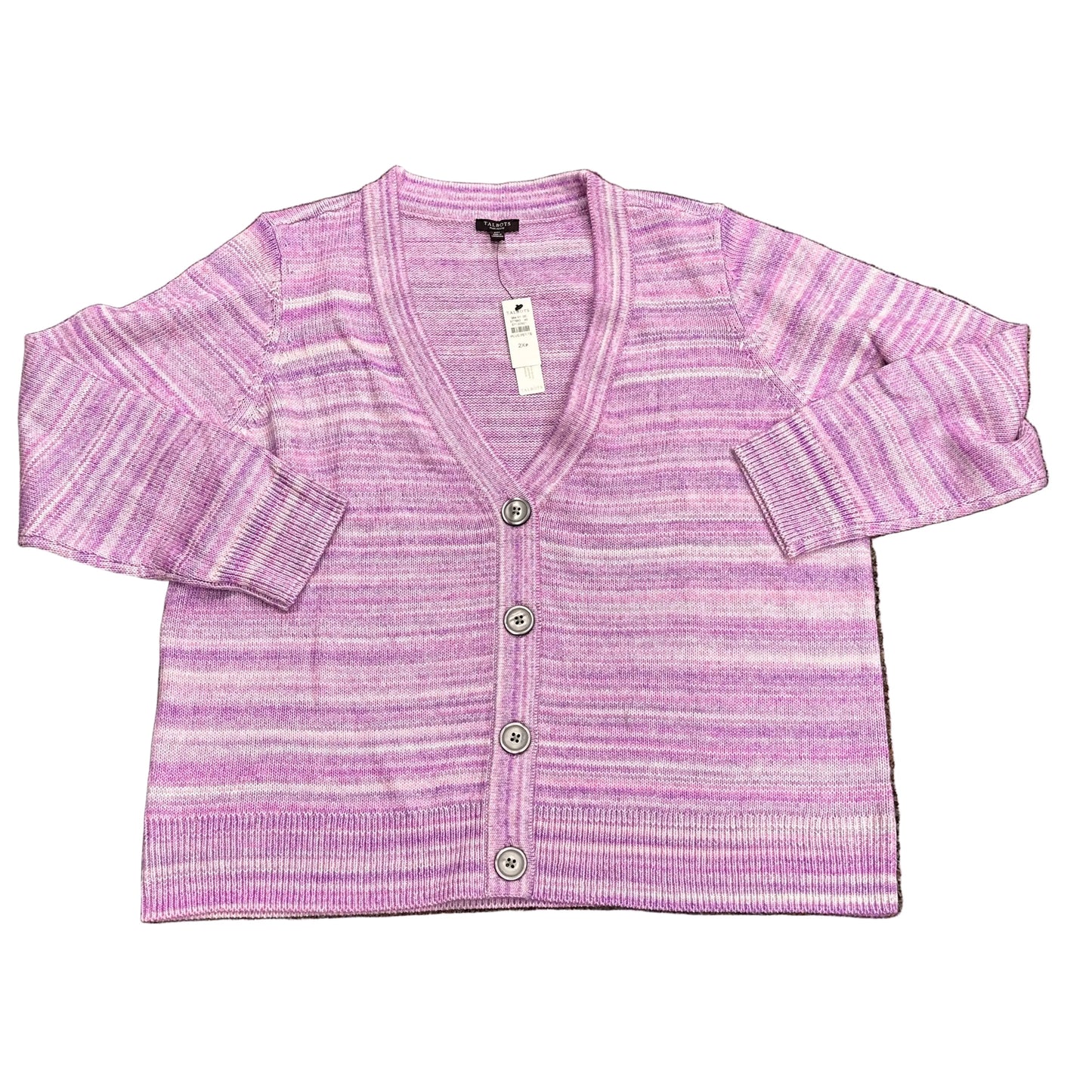 Sweater Cardigan By Talbots In Pink & Purple, Size:2XP
