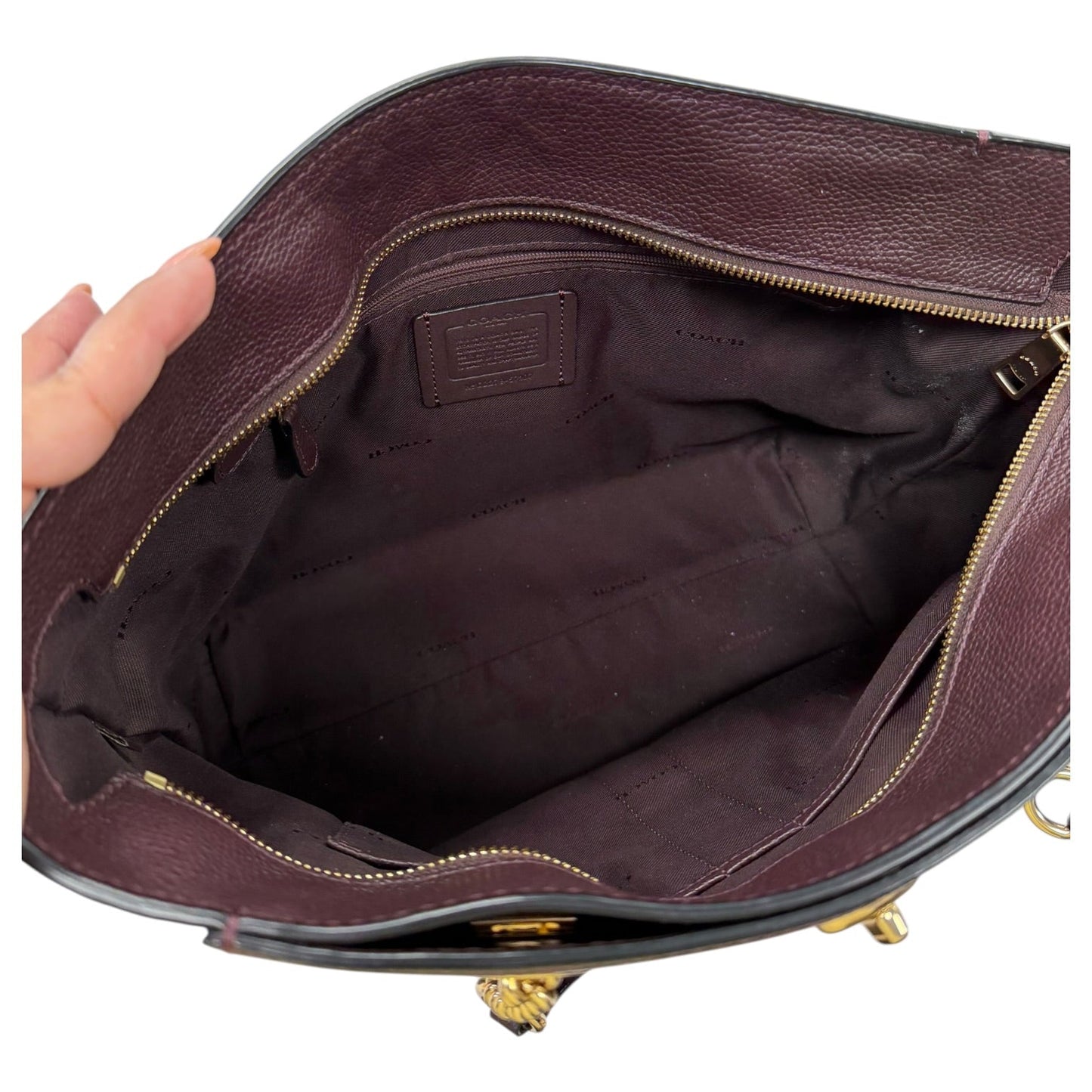 Handbag Designer By Coach In Maroon, Size:Medium