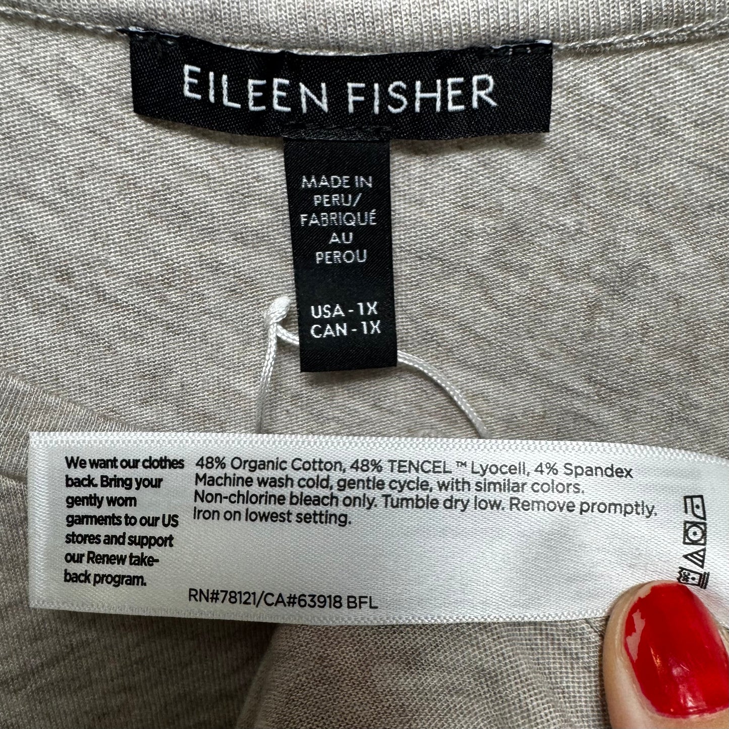 Tencel & Cotton Top Long Sleeve Basic By Eileen Fisher In Tan, Size: 1x
