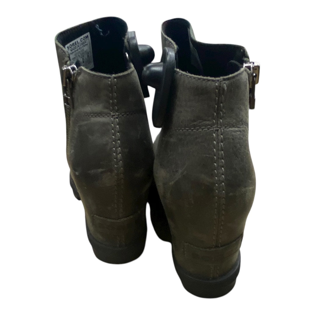 Boots Designer By Sorel In Green & Grey, Size:7