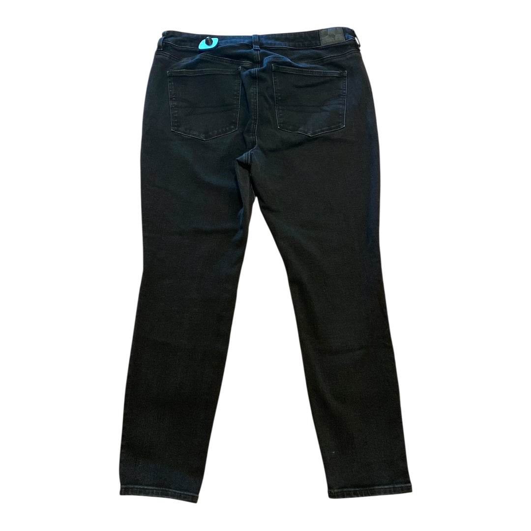 Jeans Skinny By American Eagle In Black Denim, Size:16