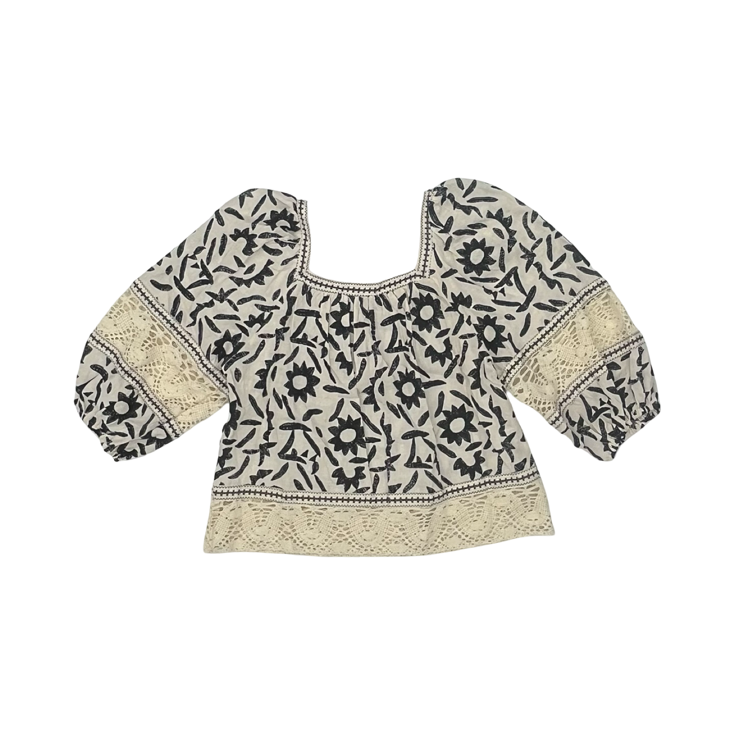 Top 3/4 Sleeve By Christian Siriano In Black & Cream, Size:Xs