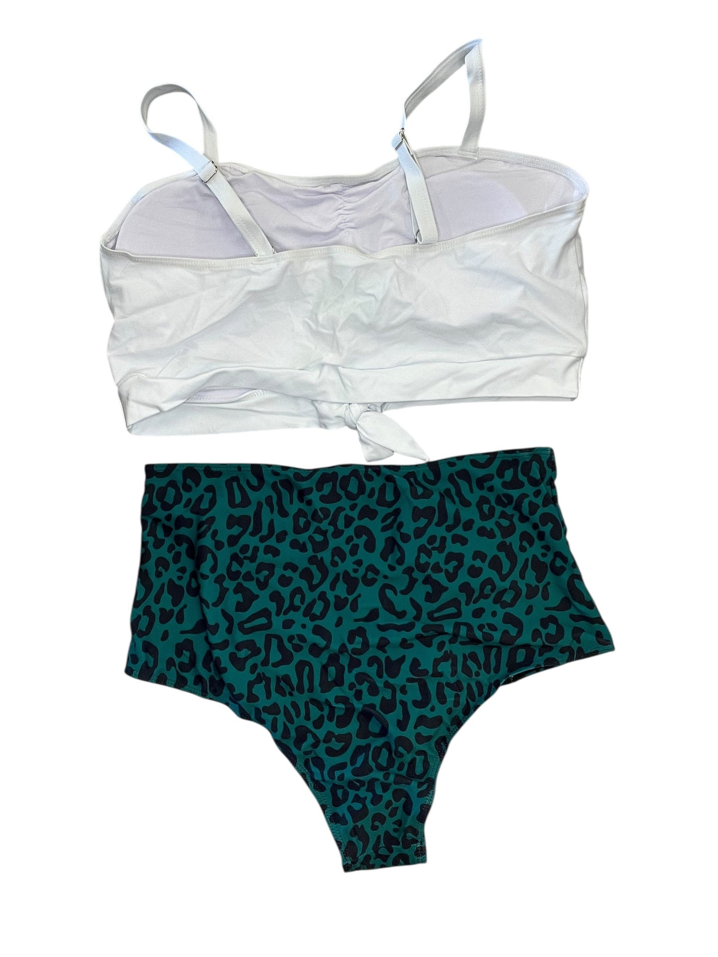 Swimsuit 2Pc By Clothes Mentor In Green & White, Size:Xl