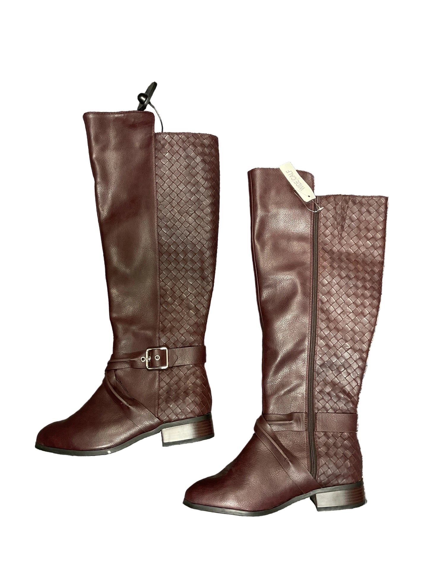 Boots Knee Flats By Cato In Maroon, Size:8