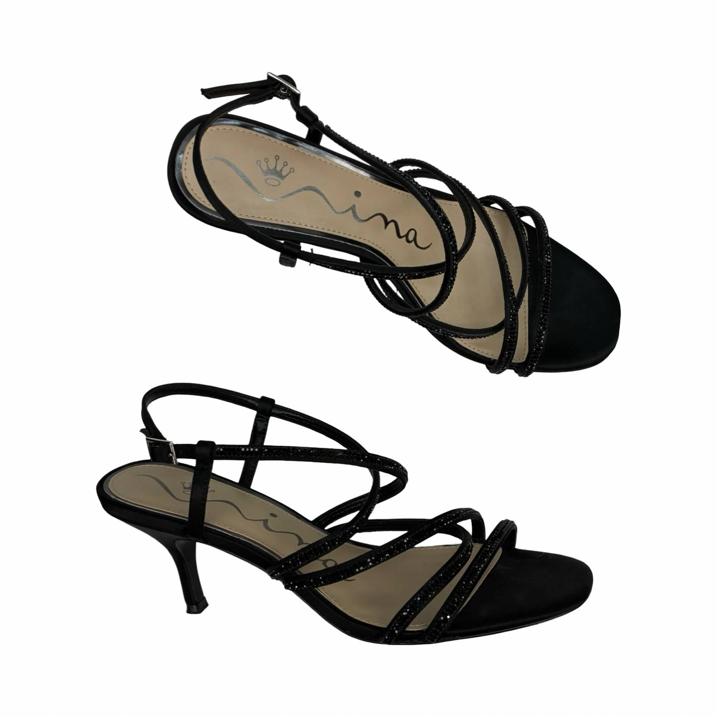 Sandals Heels Kitten By Nina In Black, Size:7.5