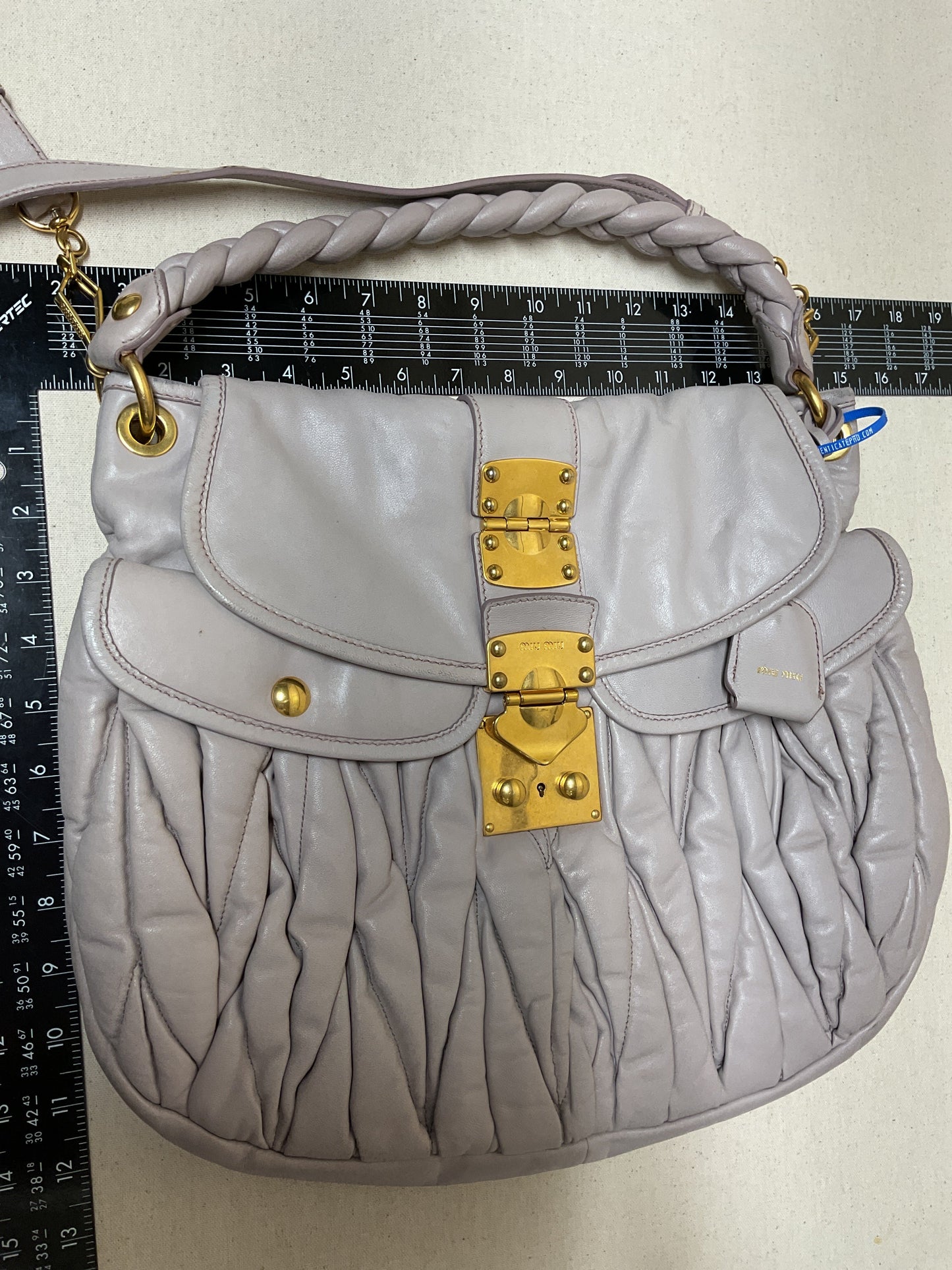 Handbag Luxury Designer By Miu Miu In Purple, Size:Large