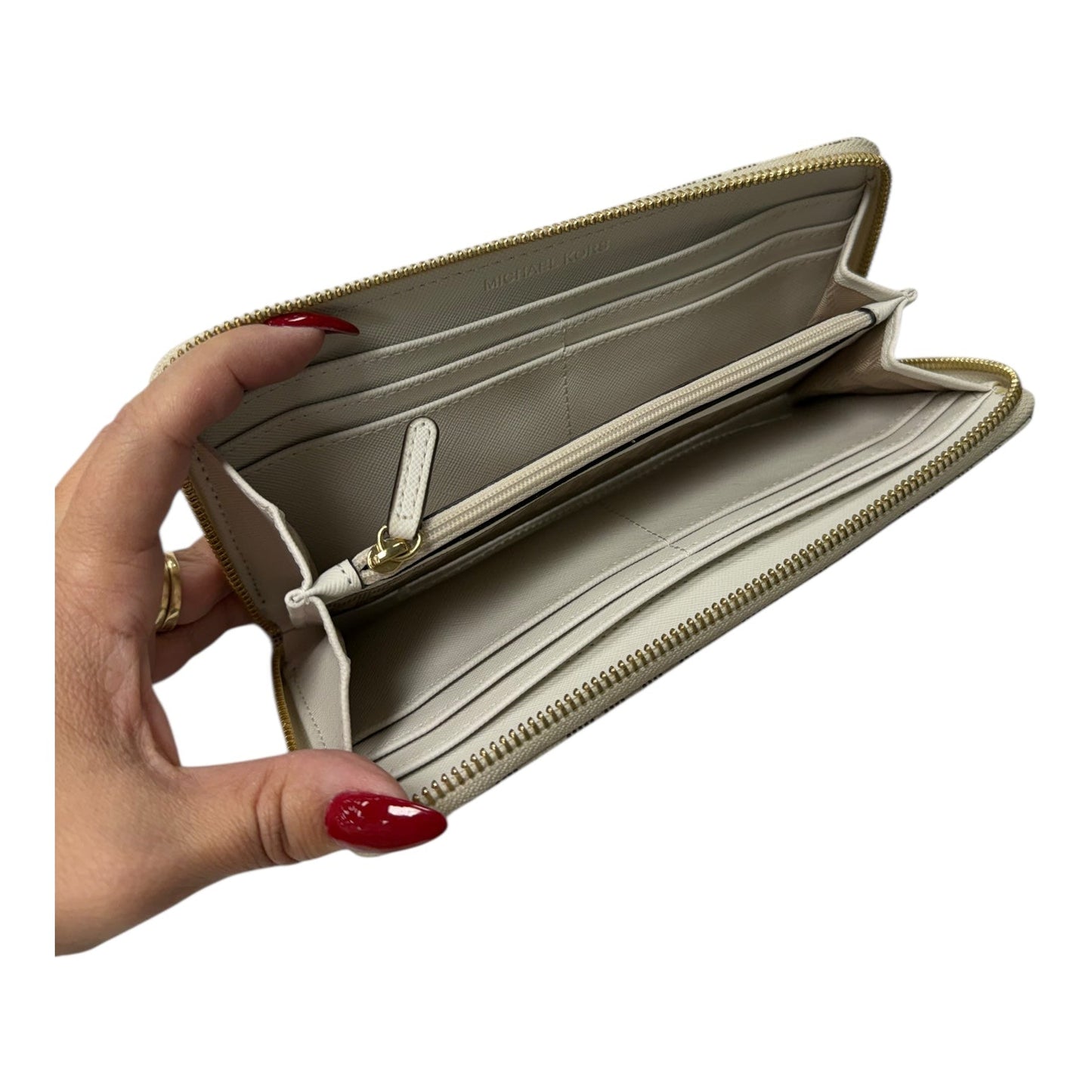 Wallet Designer By Michael Kors In Cream, Size:Large