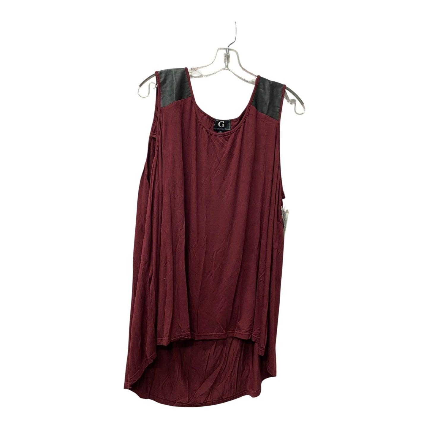 Top Sleeveless By Cme In Maroon, Size:3X