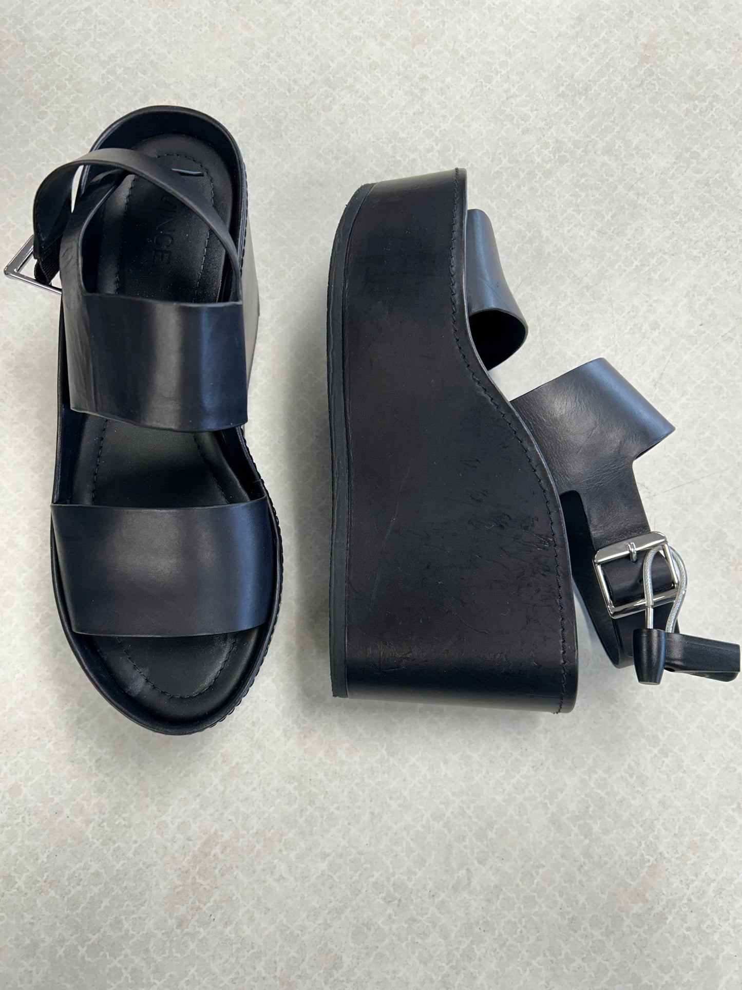 SANDALS HEELS PLATFORM by VINCE In BLACK, Size: 8.5