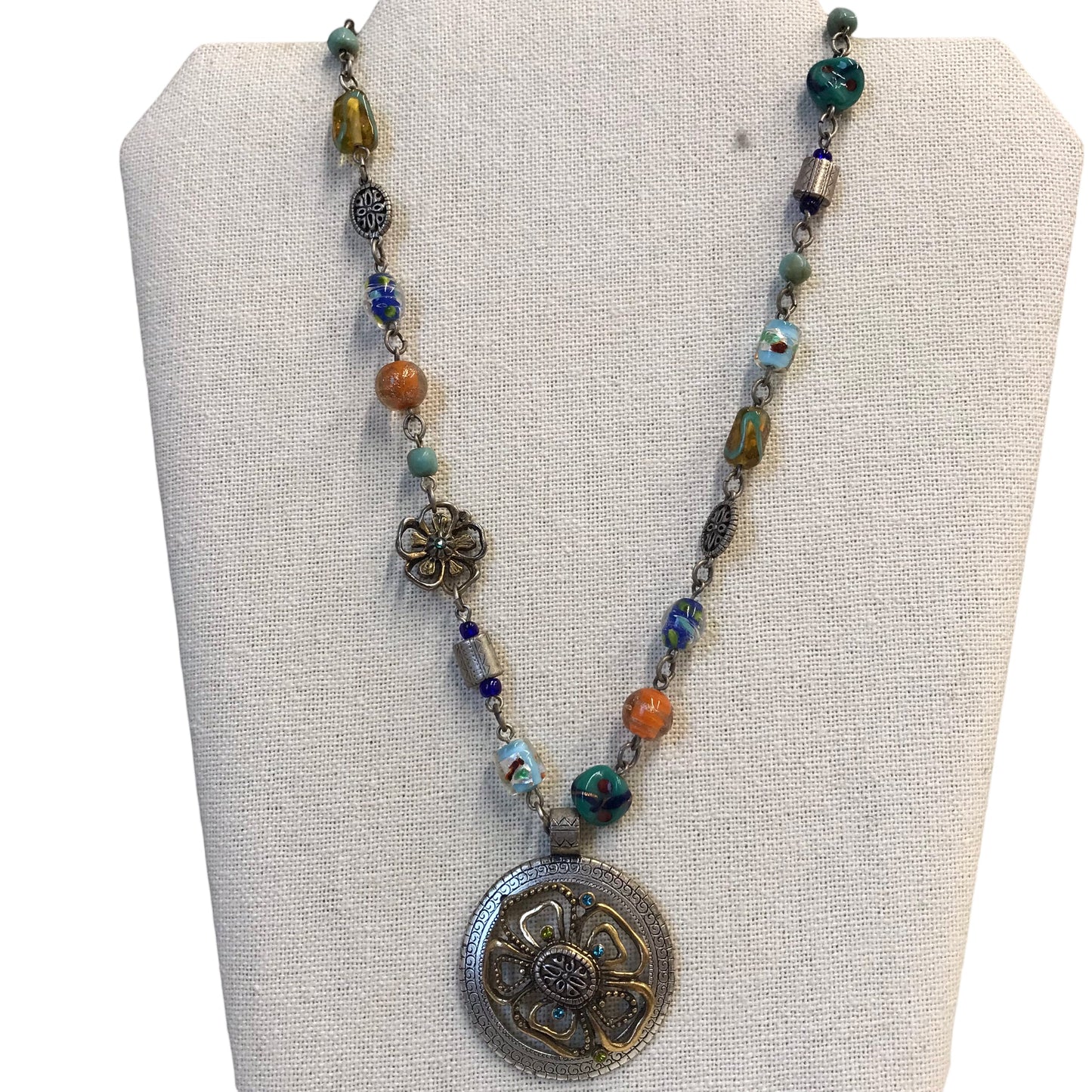 NECKLACE STATEMENT by CHICOS in BLUE & SILVER