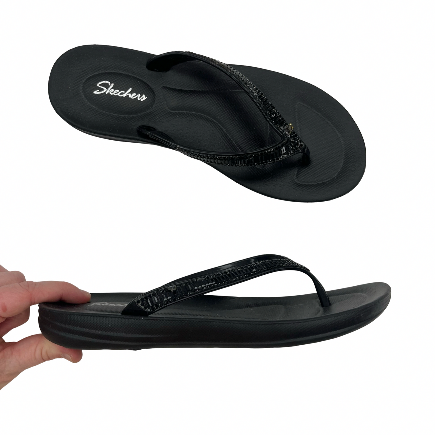 Sandals Flip Flops By Skechers In Black, Size:5