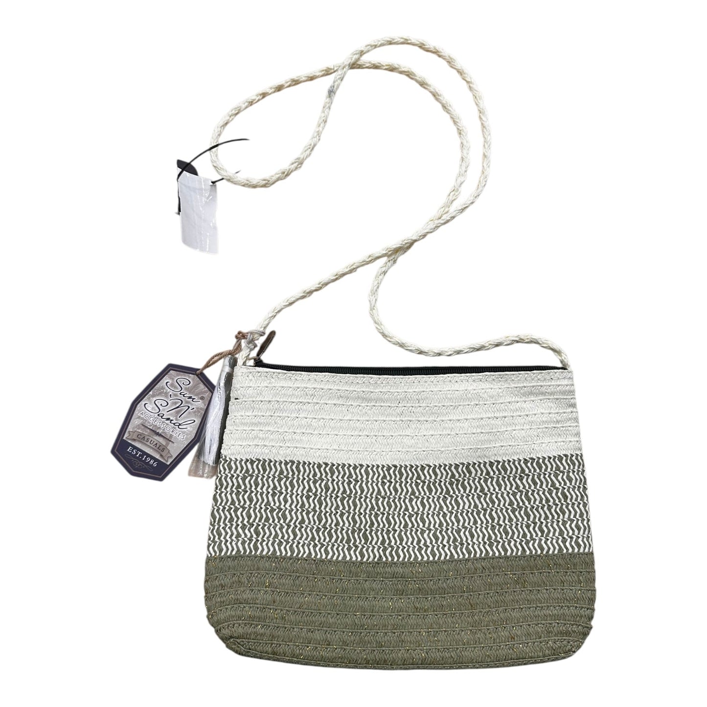 Crossbody By Clothes Mentor In Cream & Green, Size:Small