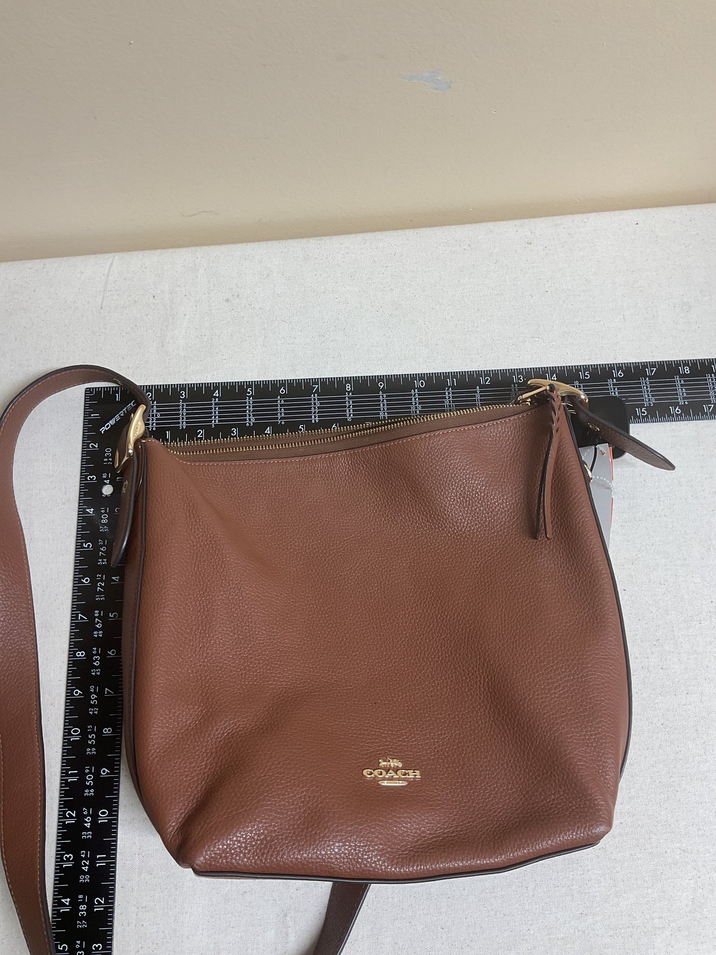 Handbag Designer By Coach In Brown & Gold, Size:Medium