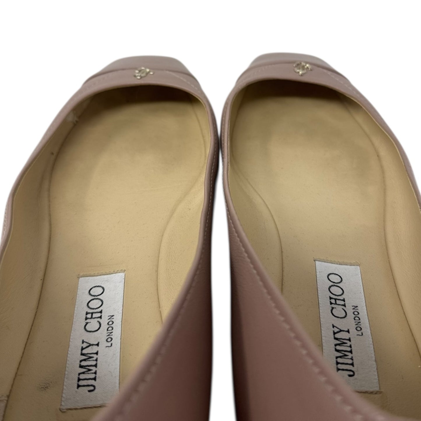 Gisela Napa Leather Ballet Flat Shoes Luxury Designer By Jimmy Choo In Tan, Size: 9