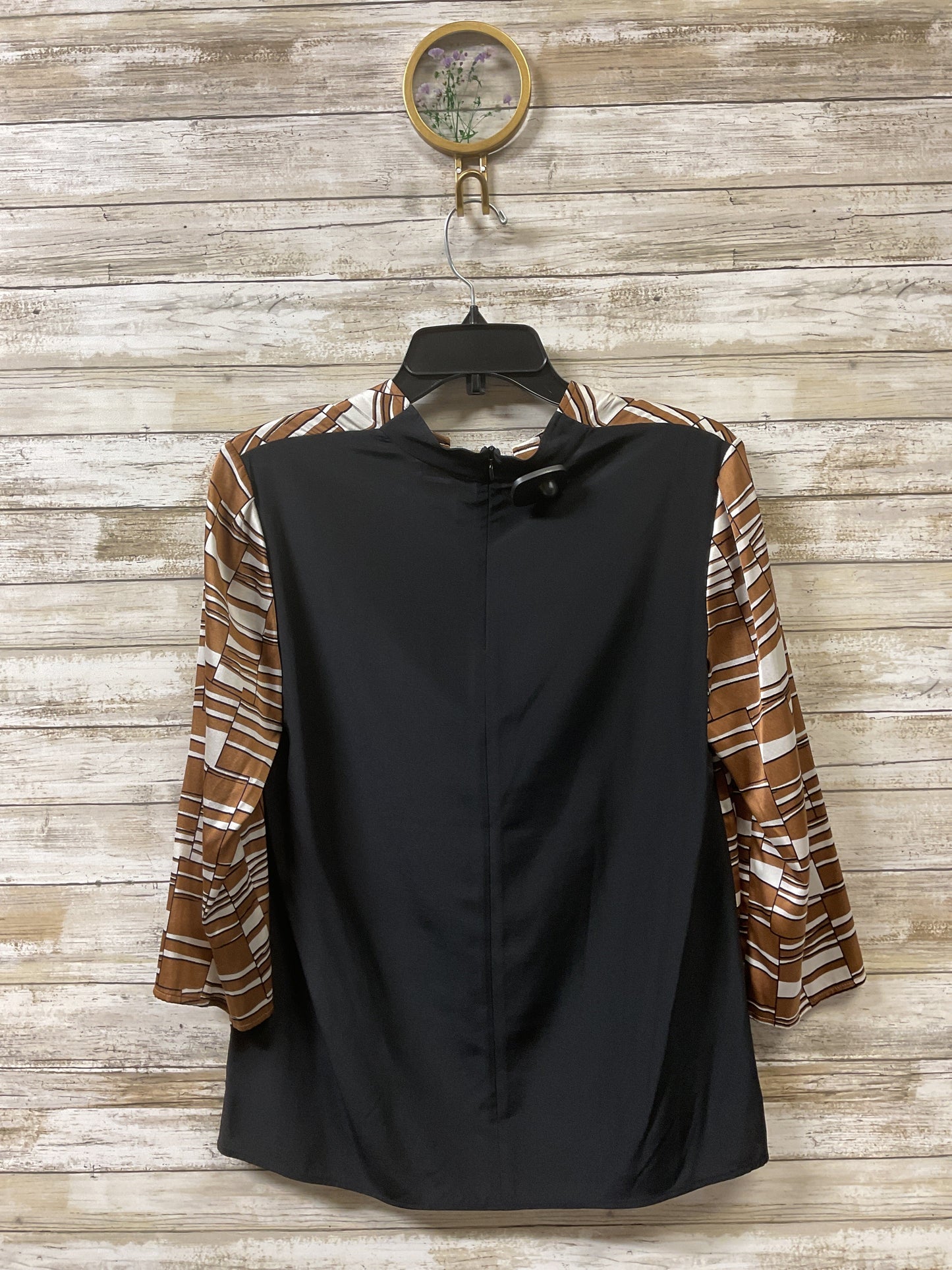 Blouse Luxury Designer By St John Collection In Black & Brown, Size:6