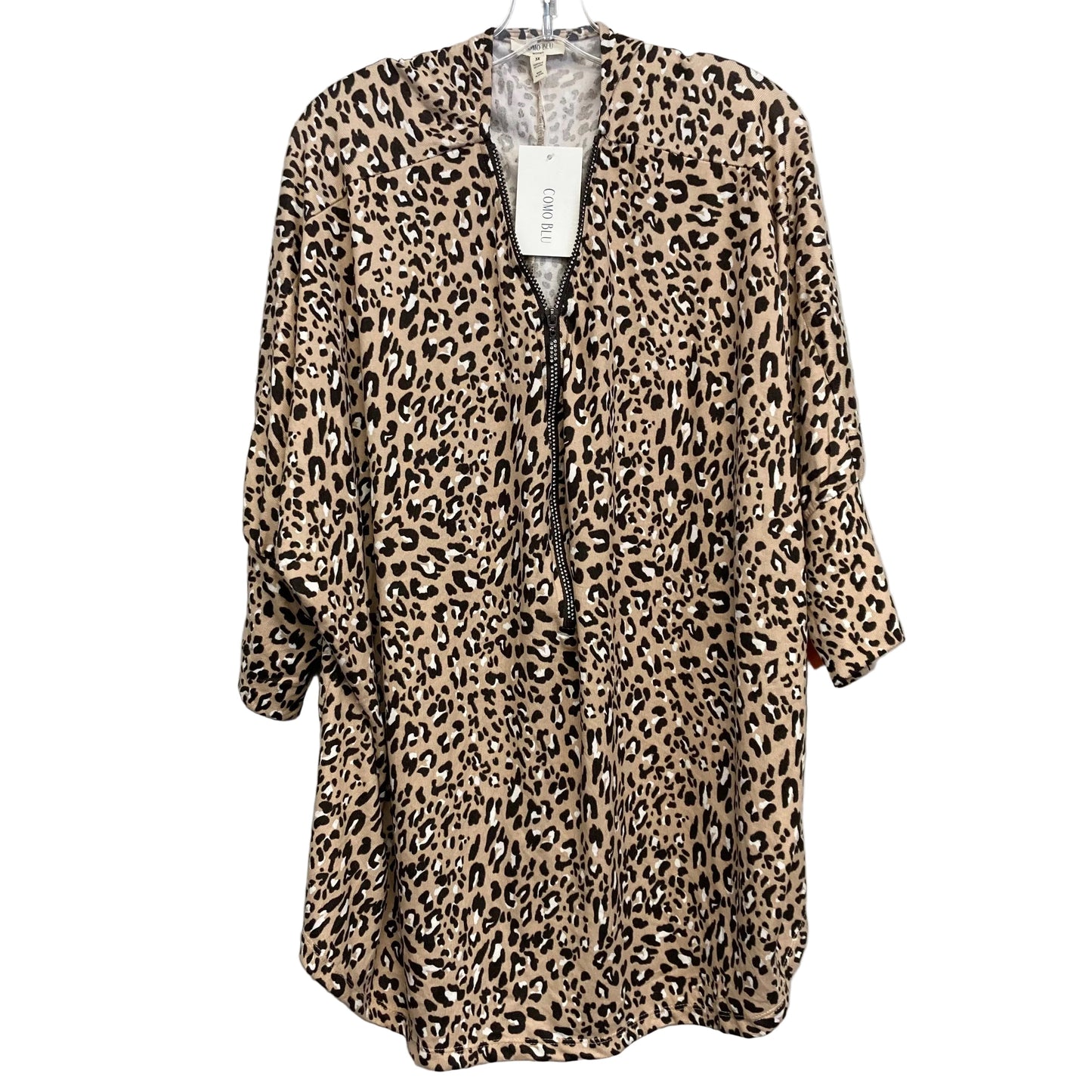 Tunic 3/4 Sleeve By Como Blu In Animal Print, Size:3X