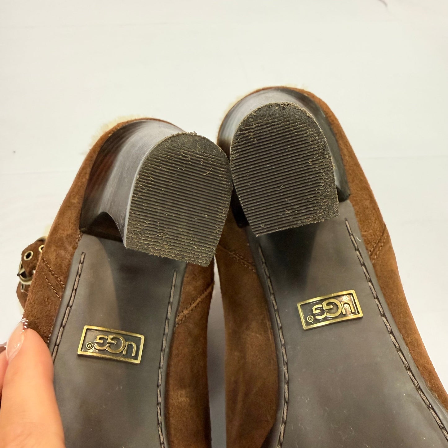 Boots Designer By Ugg In Brown, Size: 10