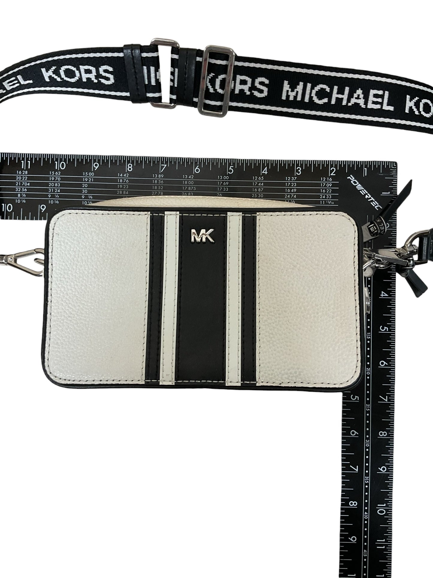 Crossbody Designer By Michael Kors In Black & White, Size:Small