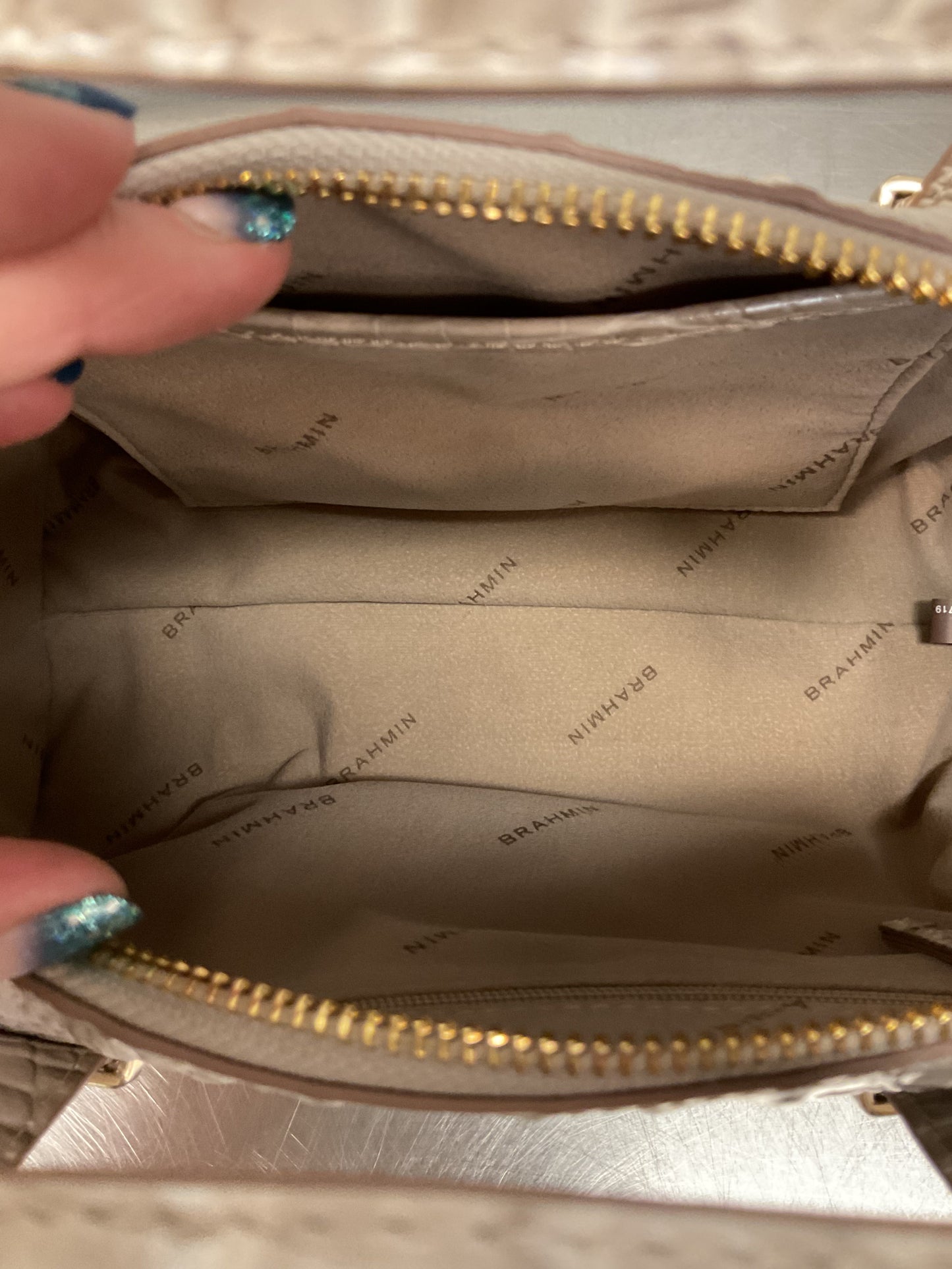 Handbag Designer By Brahmin In Cream, Size:Small