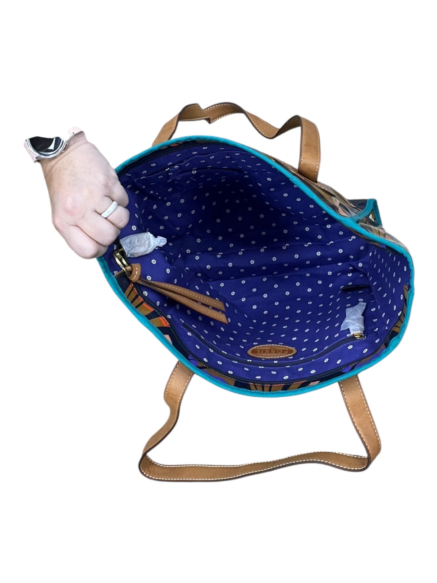 Tote By Fossil In Tan, Size:Medium