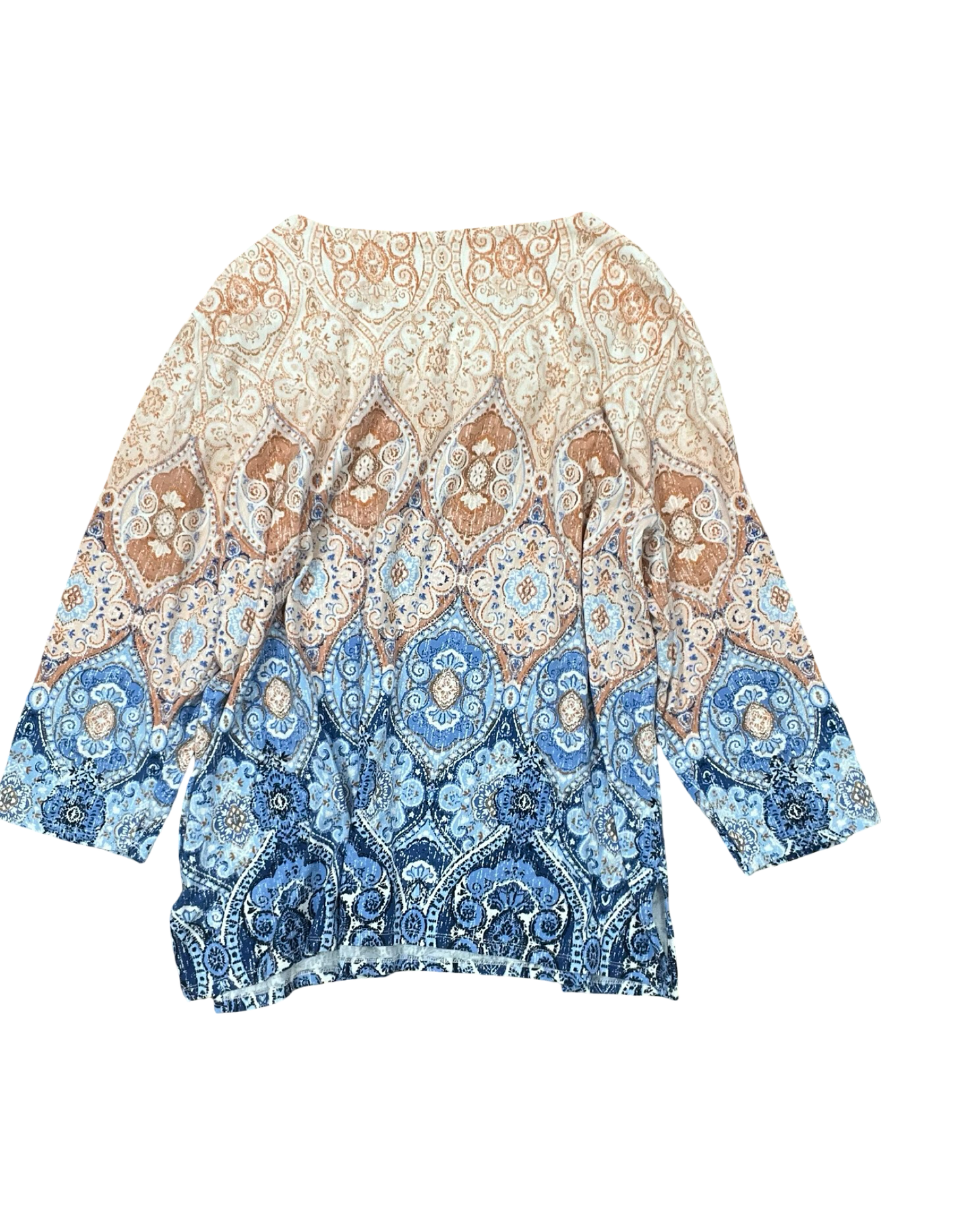 Top 3/4 Sleeve By Alfred Dunner In Blue & Orange, Size:L