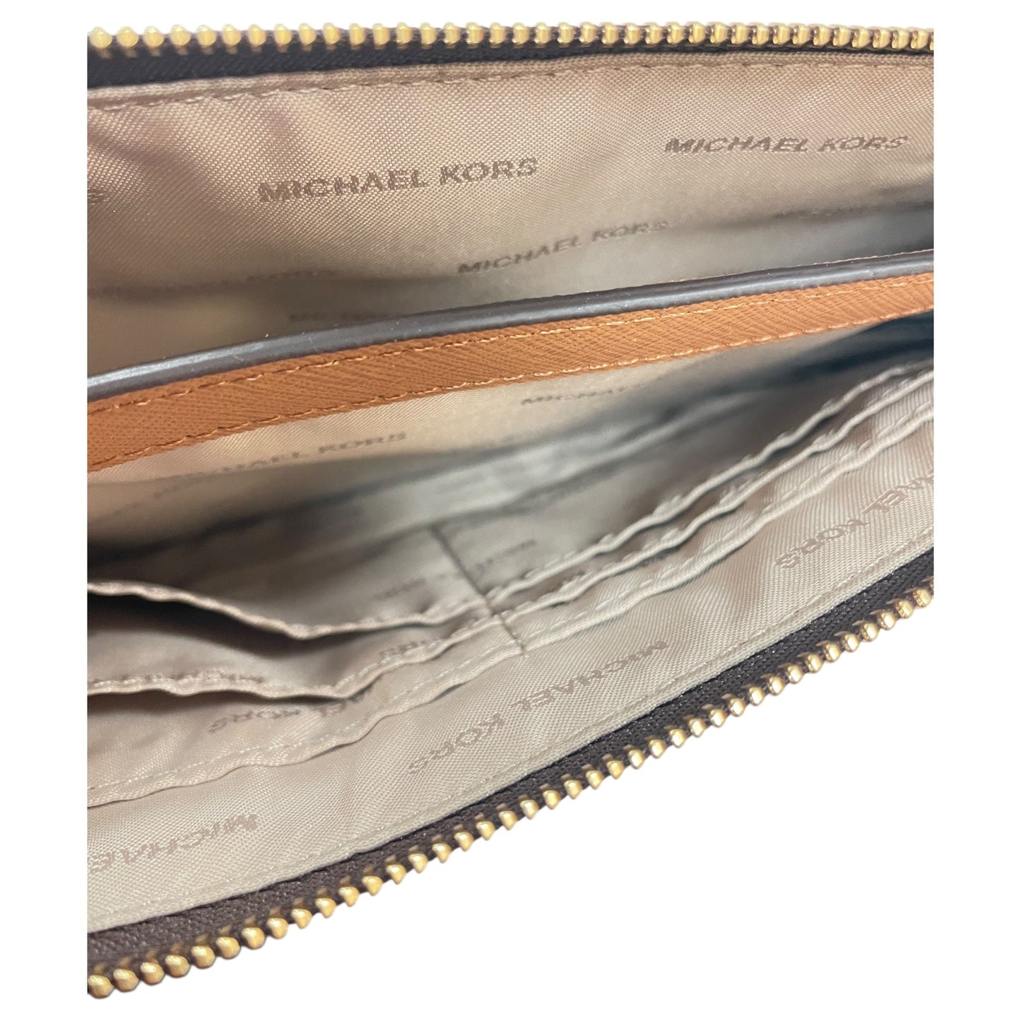 Wristlet Designer By Michael Kors In Brown & Gold, Size:Medium