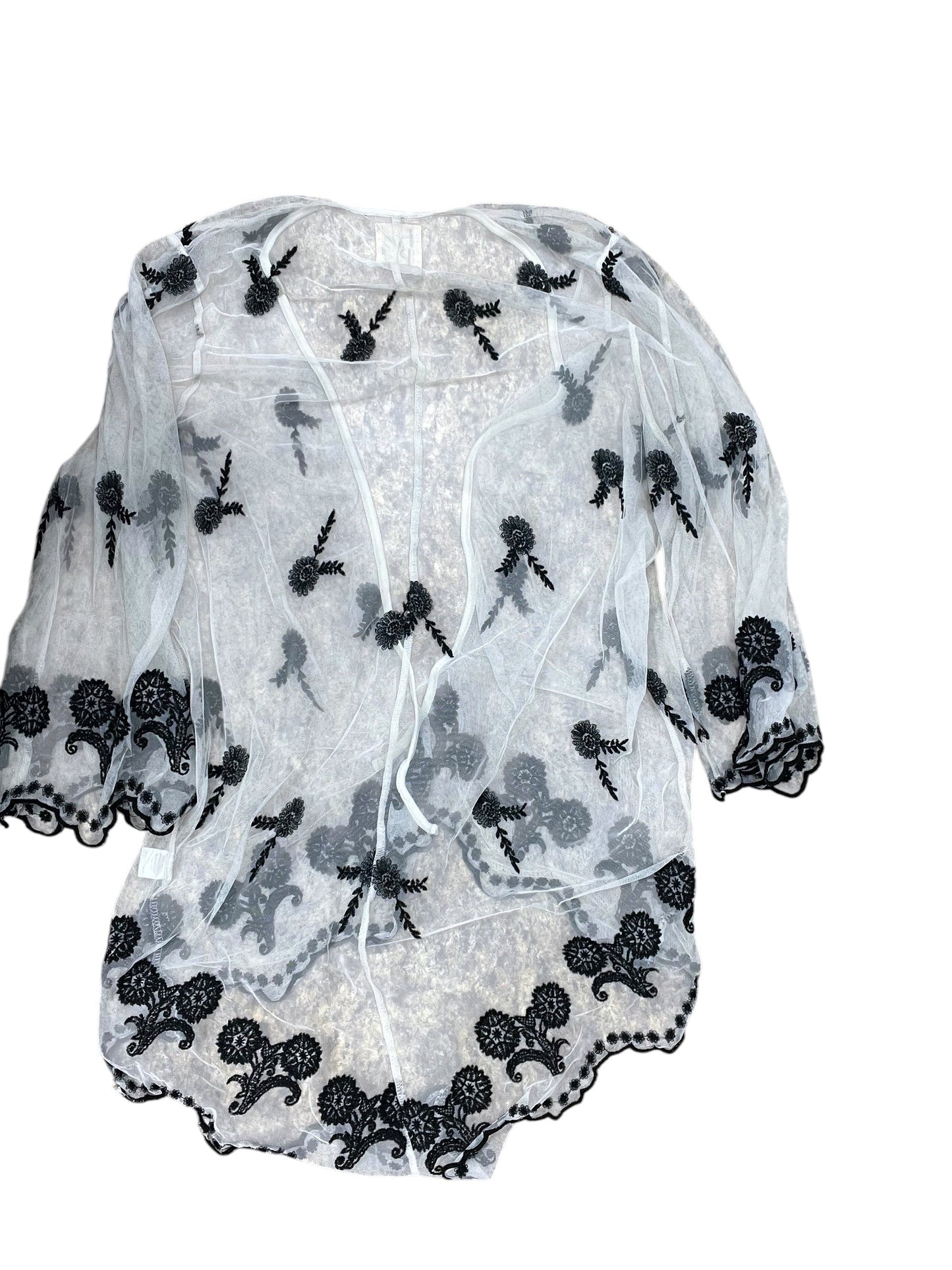 Cardigan By Clothes Mentor In Black & Cream, Size:L