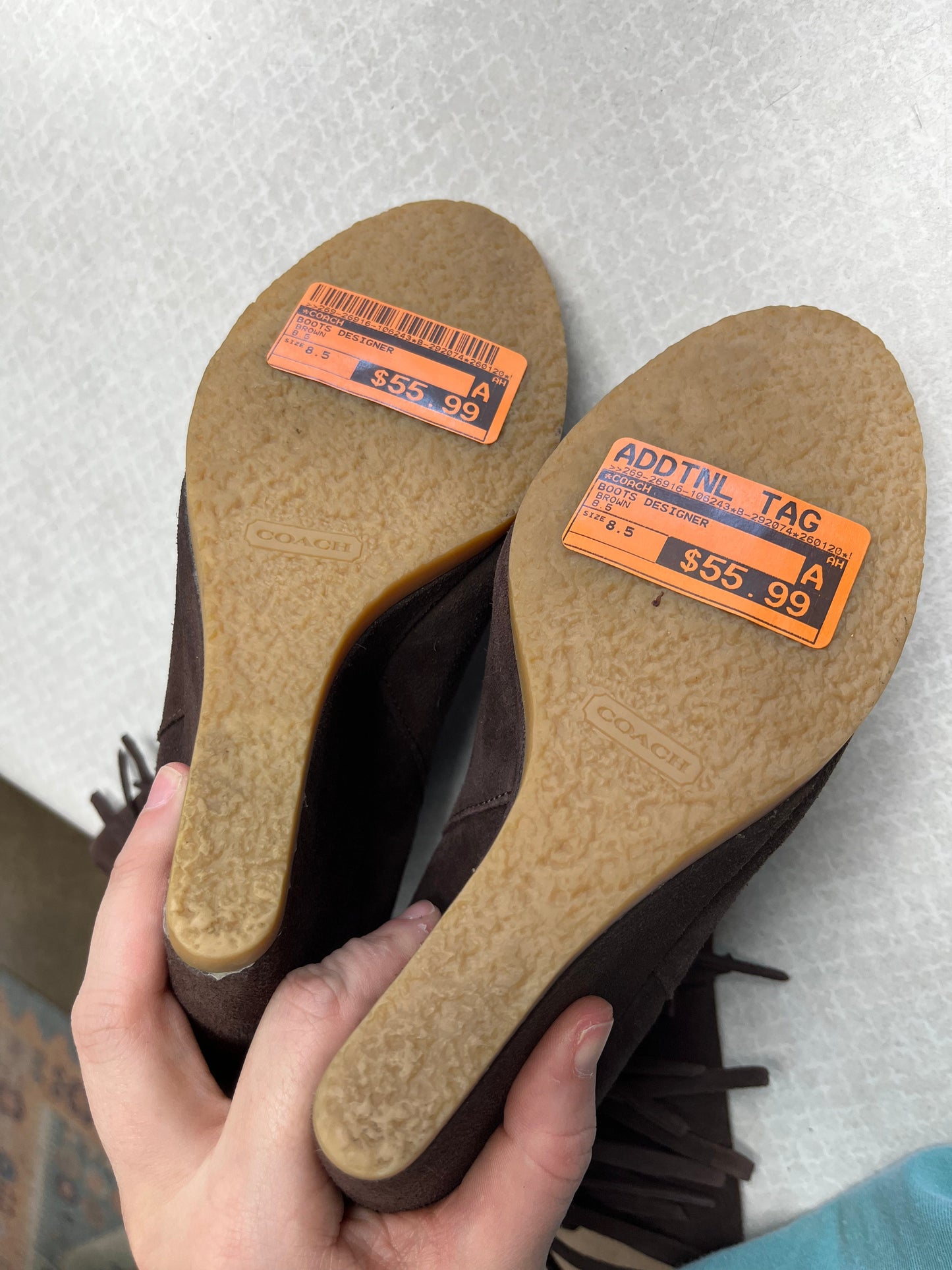 Boots Designer By Coach In Brown, Size:8.5