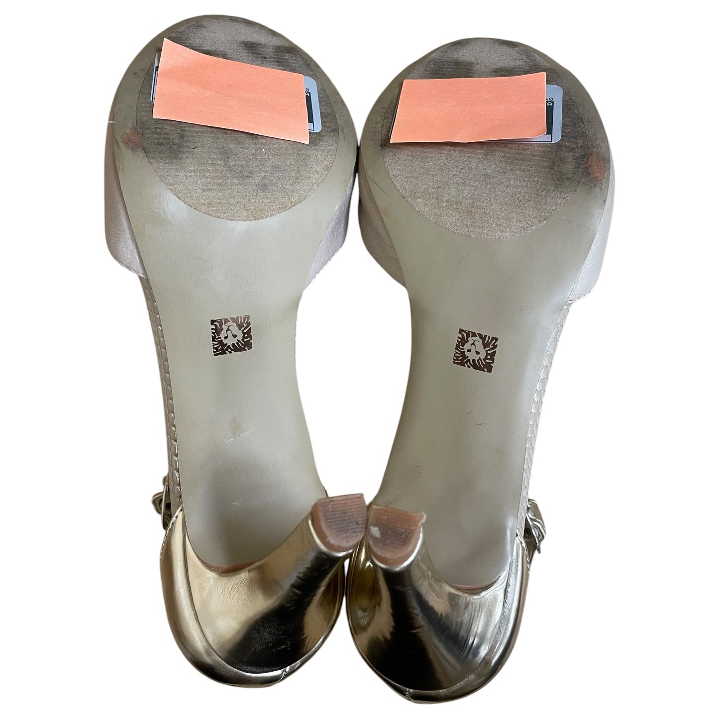Shoes Heels Stiletto By Anne Klein In Gold & Tan, Size:8.5