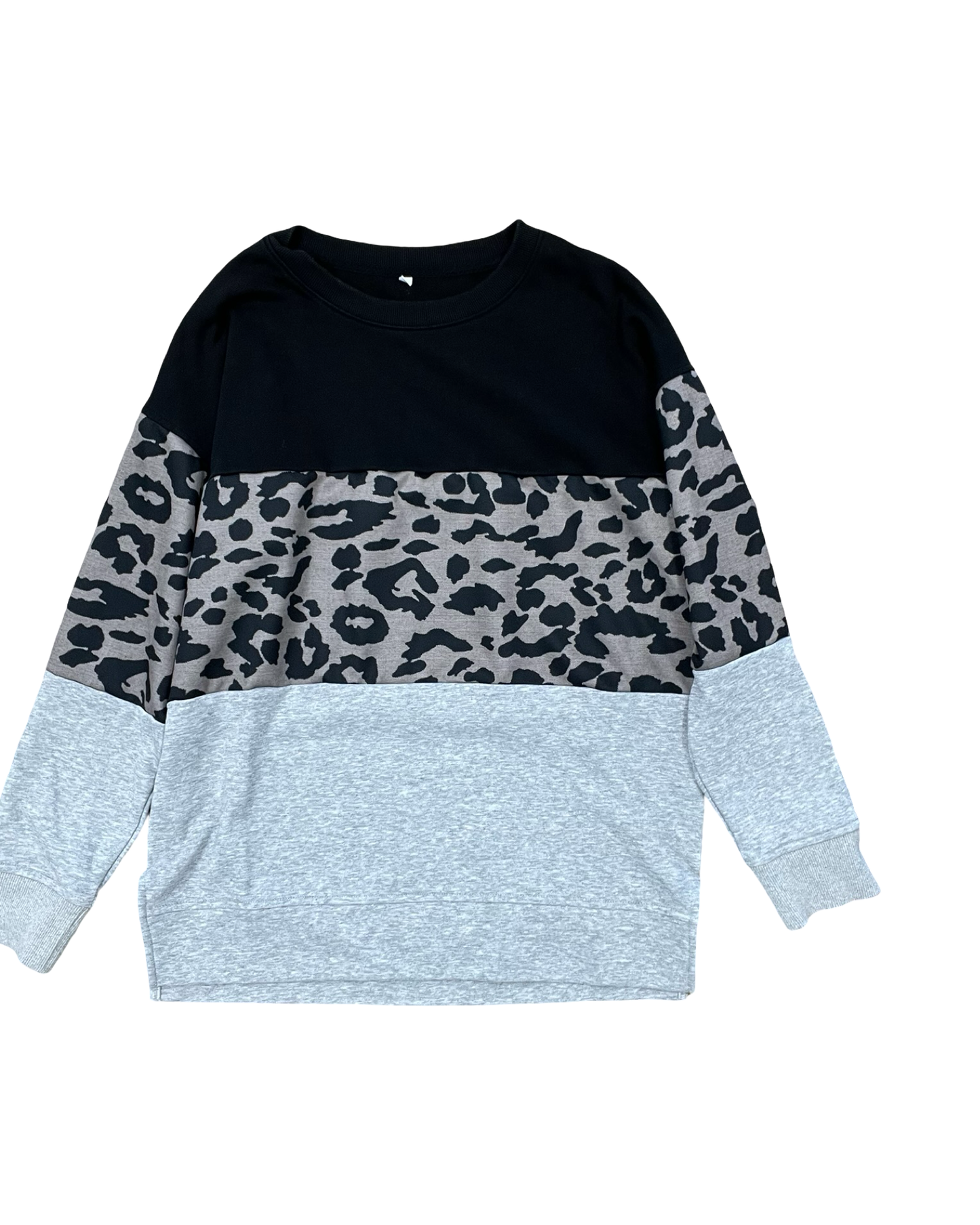 Sweatshirt Crewneck By Clothes Mentor In Black & Grey, Size:L