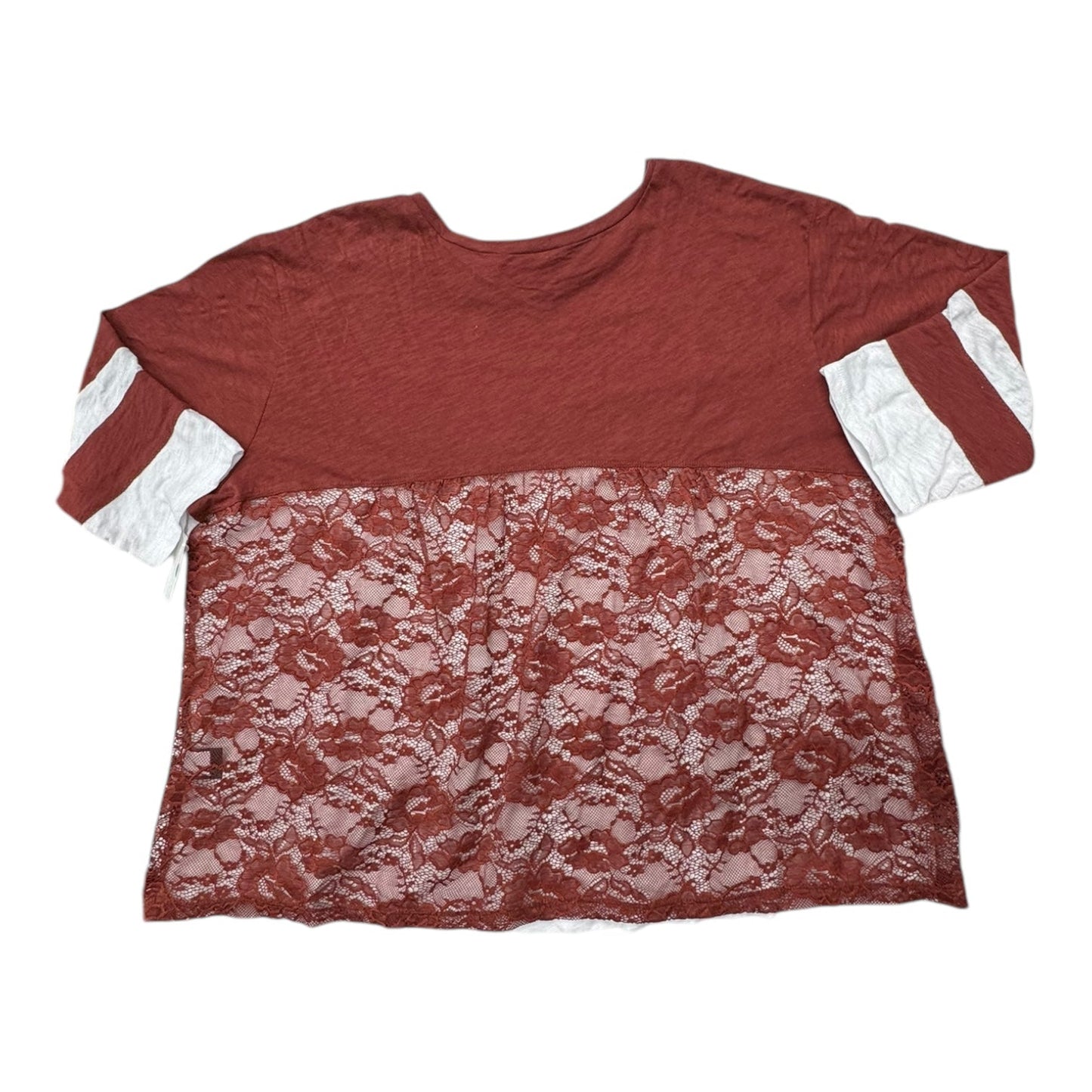 Top 3/4 Sleeve By Torrid In Red & White, Size:1X